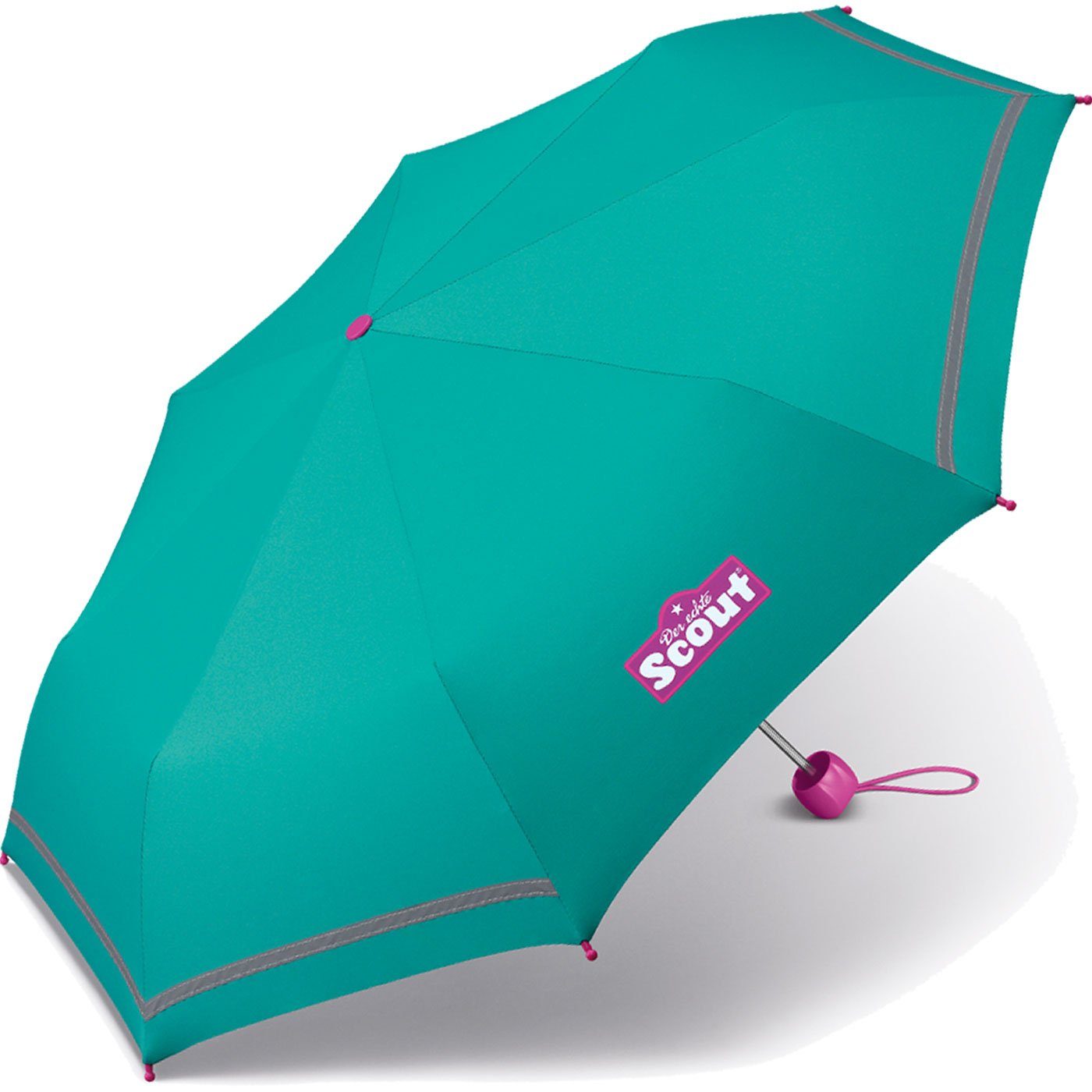 Taschenregenschirm Basic leicht Mini Kinderschirm grün Scout reflektierend,