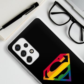 DeinDesign Handyhülle Superman Regenbogen Offizielles Lizenzprodukt, Samsung Galaxy A53 5G Silikon Hülle Bumper Case Handy Schutzhülle