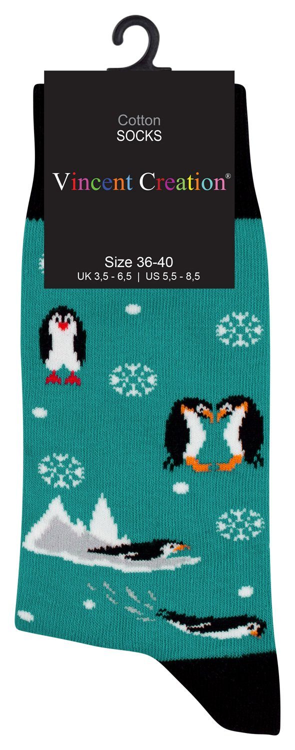 Vincent Creation® Socken mit bunten Motiven Pinguinpetrol lustigen