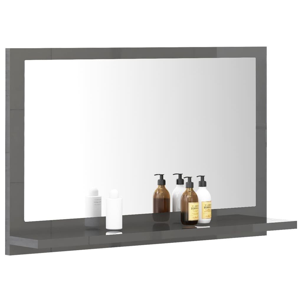 60x10,5x37 Hochglanz-Grau Holzwerkstoff vidaXL (1-St) Badspiegel cm Badezimmerspiegelschrank