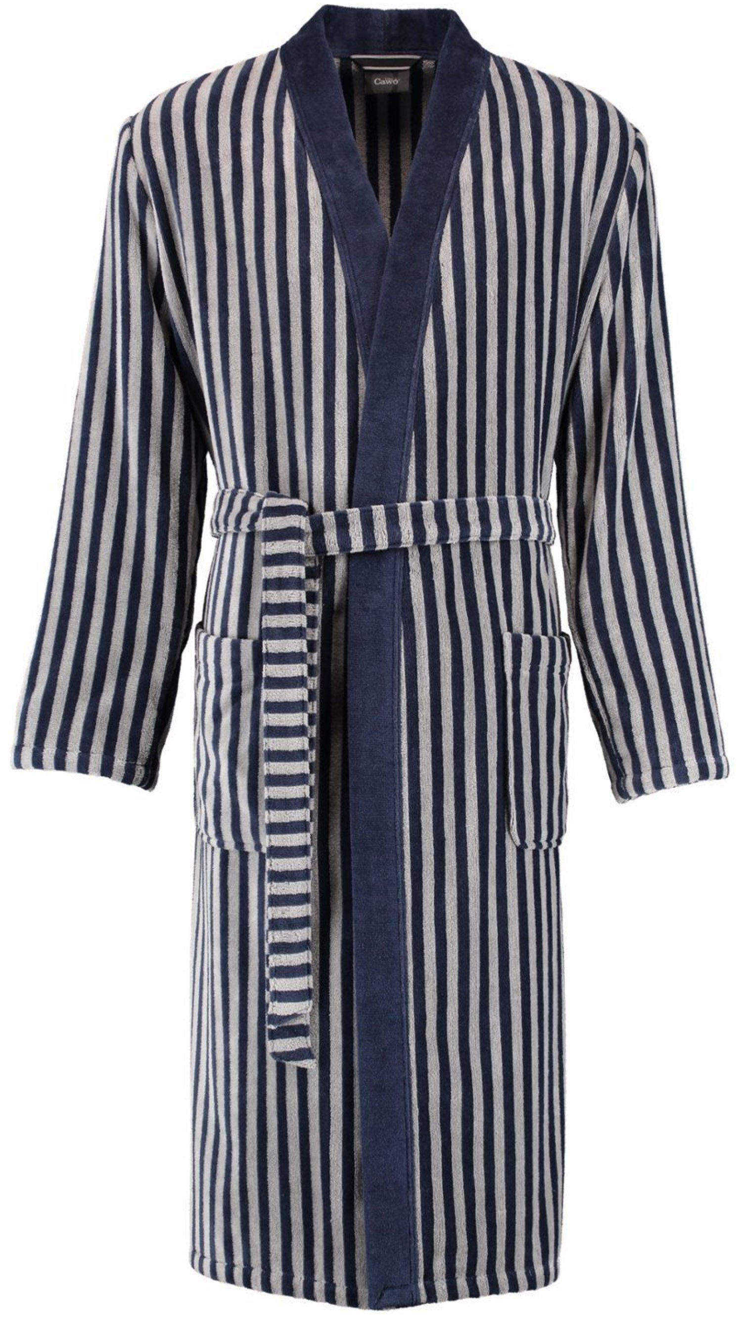 Cawö Herrenbademantel Cawö Herren Bademantel gestreift, Kimono-Kragen, Gürtel, im Streifen Design