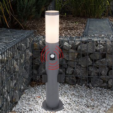 V-TAC Sockelleuchten, Leuchtmittel nicht inklusive, Außen Steh Lampe ANTRHAZIT Bewegungsmelder Steckdosen Garten Leuchte
