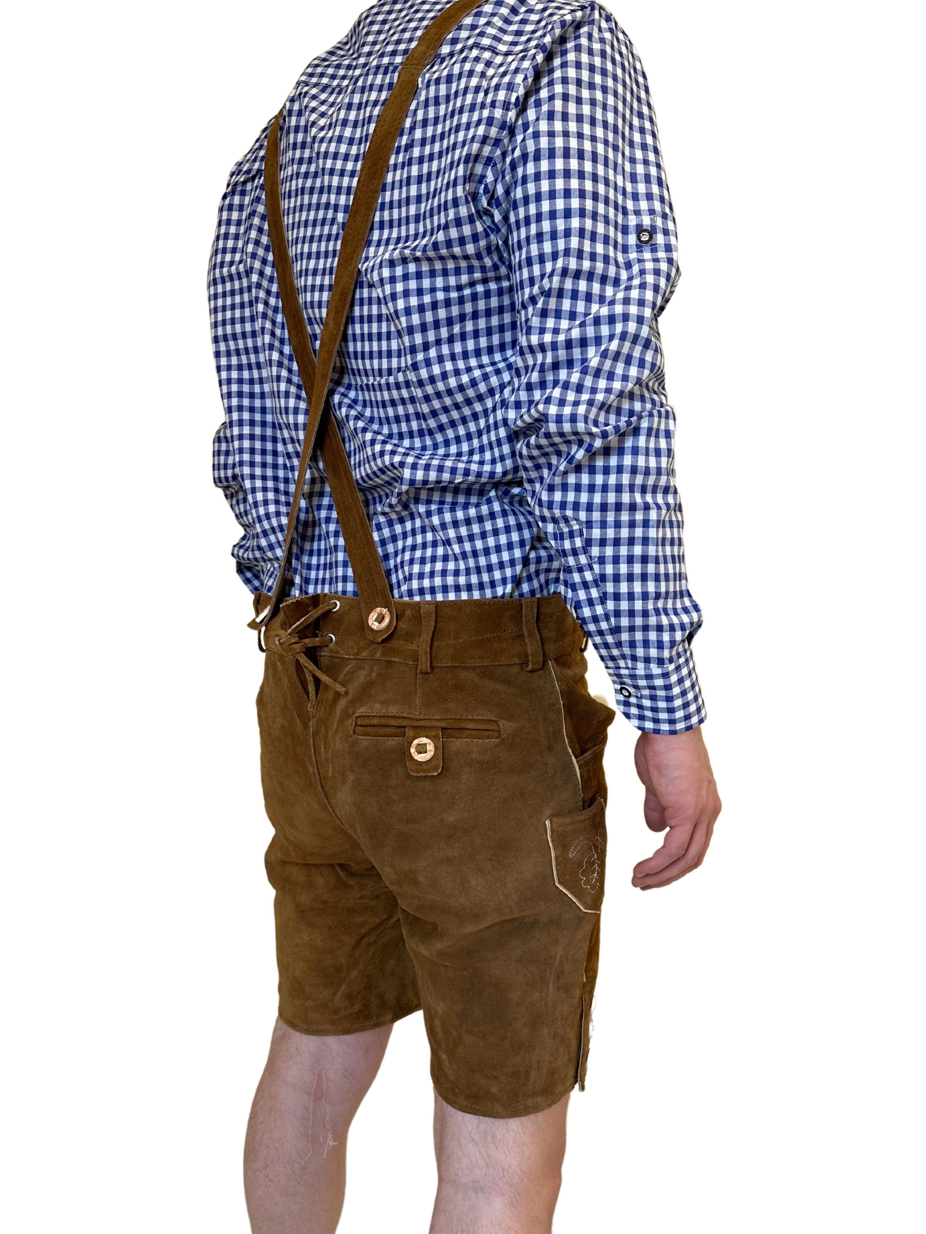 Dretaild Trachtenlederhose Herren Lederhose Tracht Kurz mit Hosenträgern günstig online kaufen