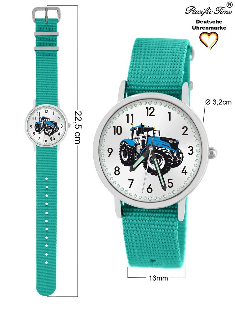 Design Mix Armbanduhr türkis Wechselarmband, Quarzuhr Versand Match und - Time Traktor Gratis Pacific Kinder blau