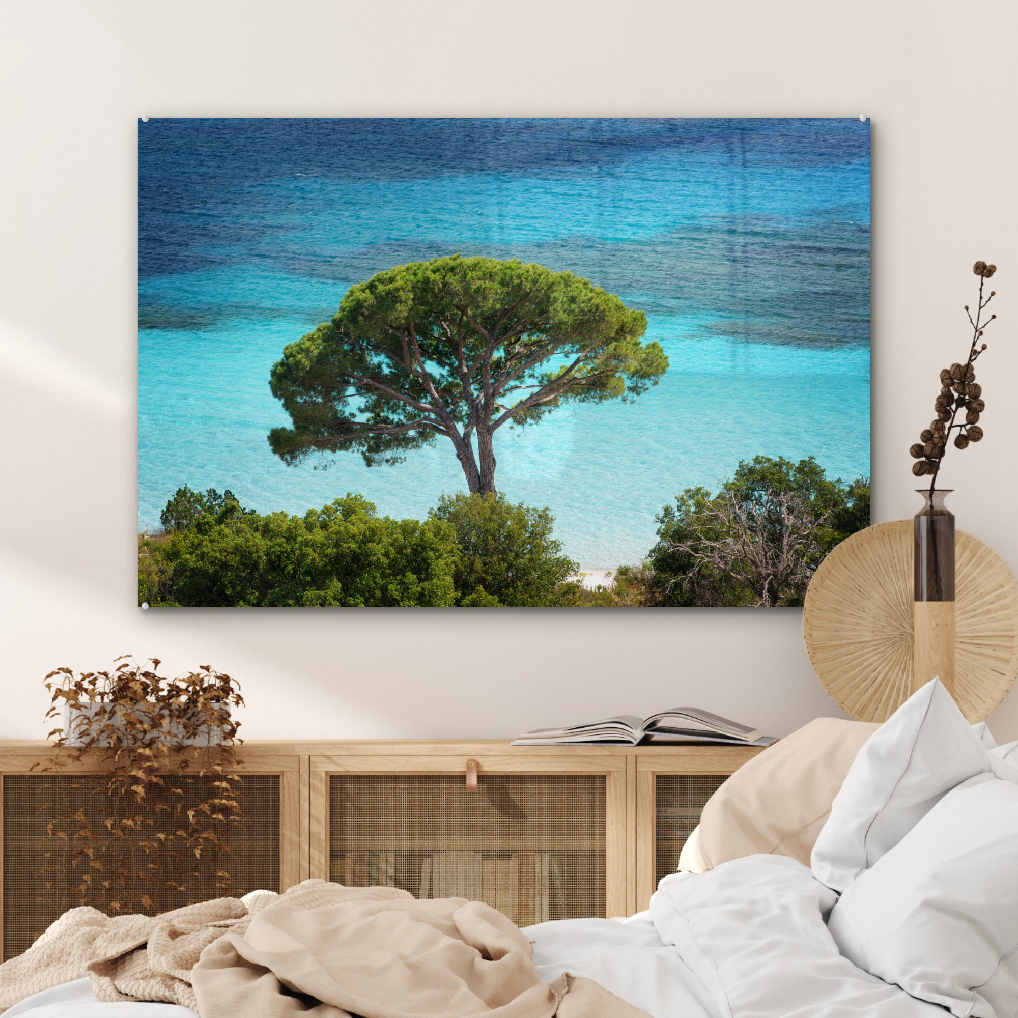 & auf Keltischer Acrylglasbilder St), Schlafzimmer Acrylglasbild MuchoWow (1 Strand Korsika, Wohnzimmer