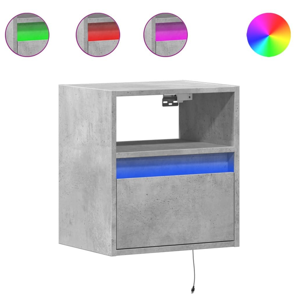 vidaXL TV-Wand TV-Wandschrank mit LED-Beleuchtung Betongrau günstig online kaufen