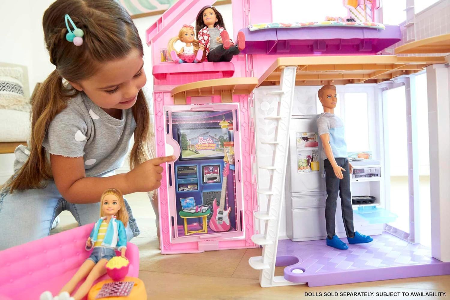 Barbie Puppenhaus Malibu Haus, zweistöckige Traumvilla, mit 6 Zimmern