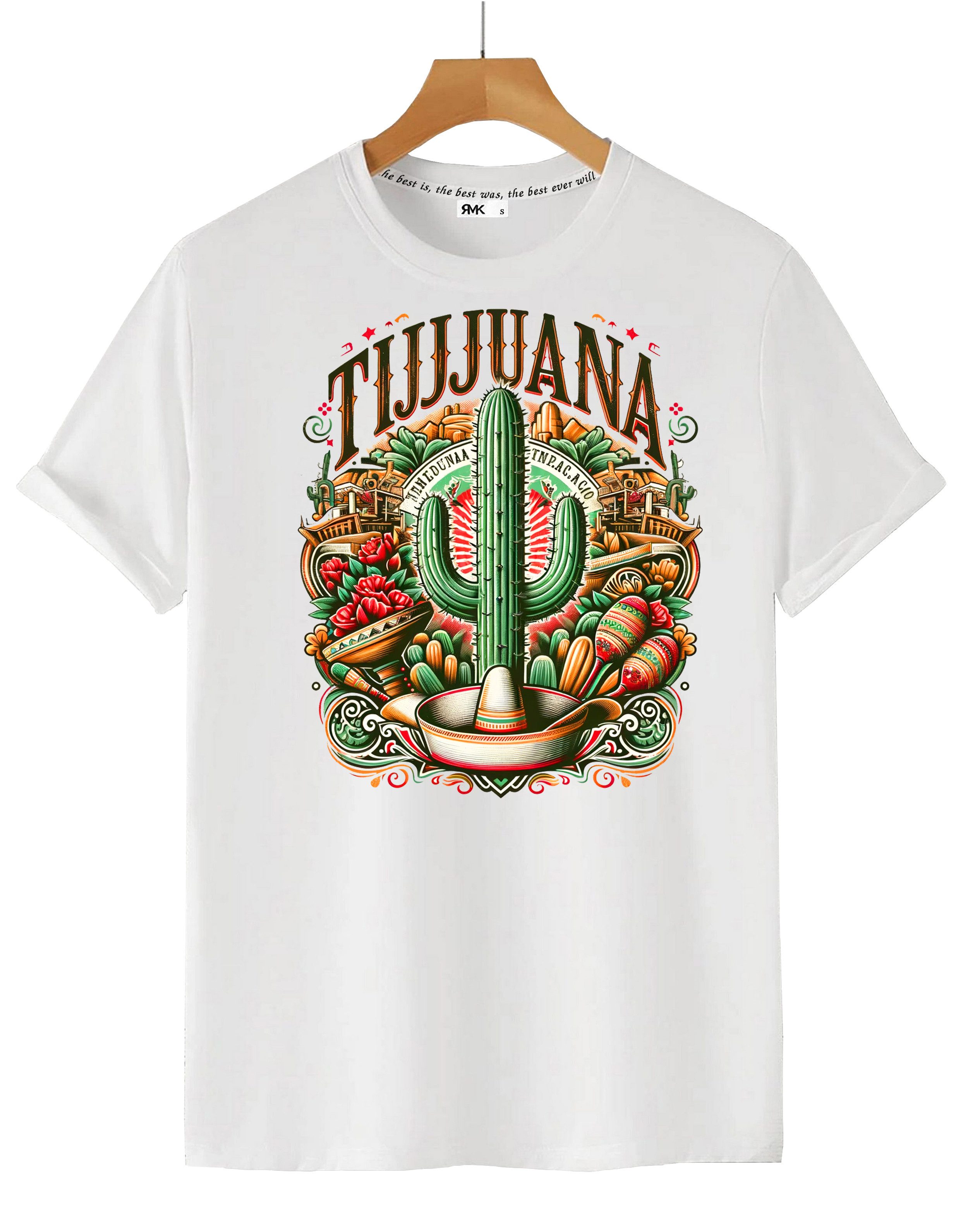 RMK T-Shirt Herren Shirt Basic Rundhals mit Mexico Tijuana Print günstig online kaufen
