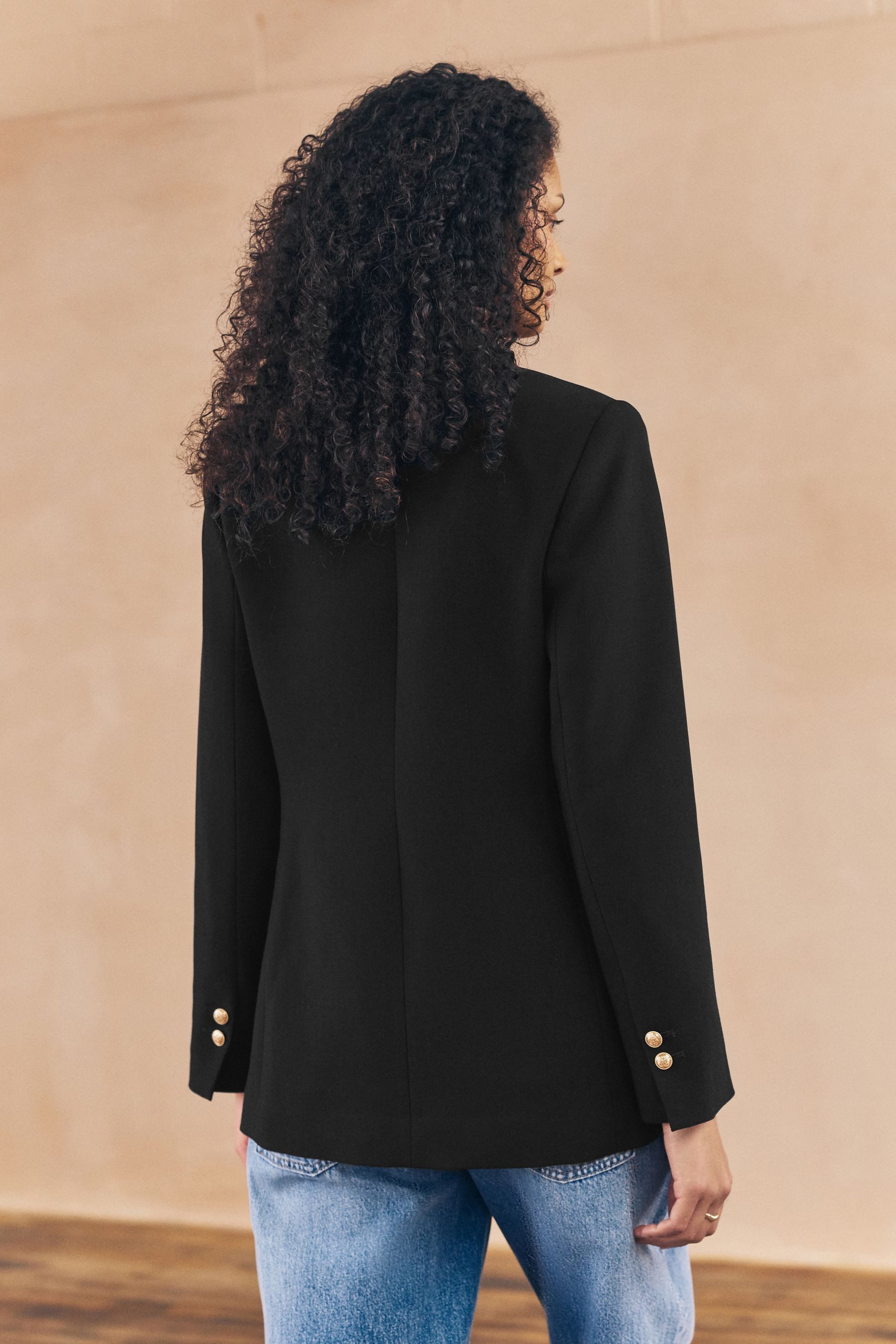 Next Military-Jacke Zweireihiger Militär-Blazer (1-St)