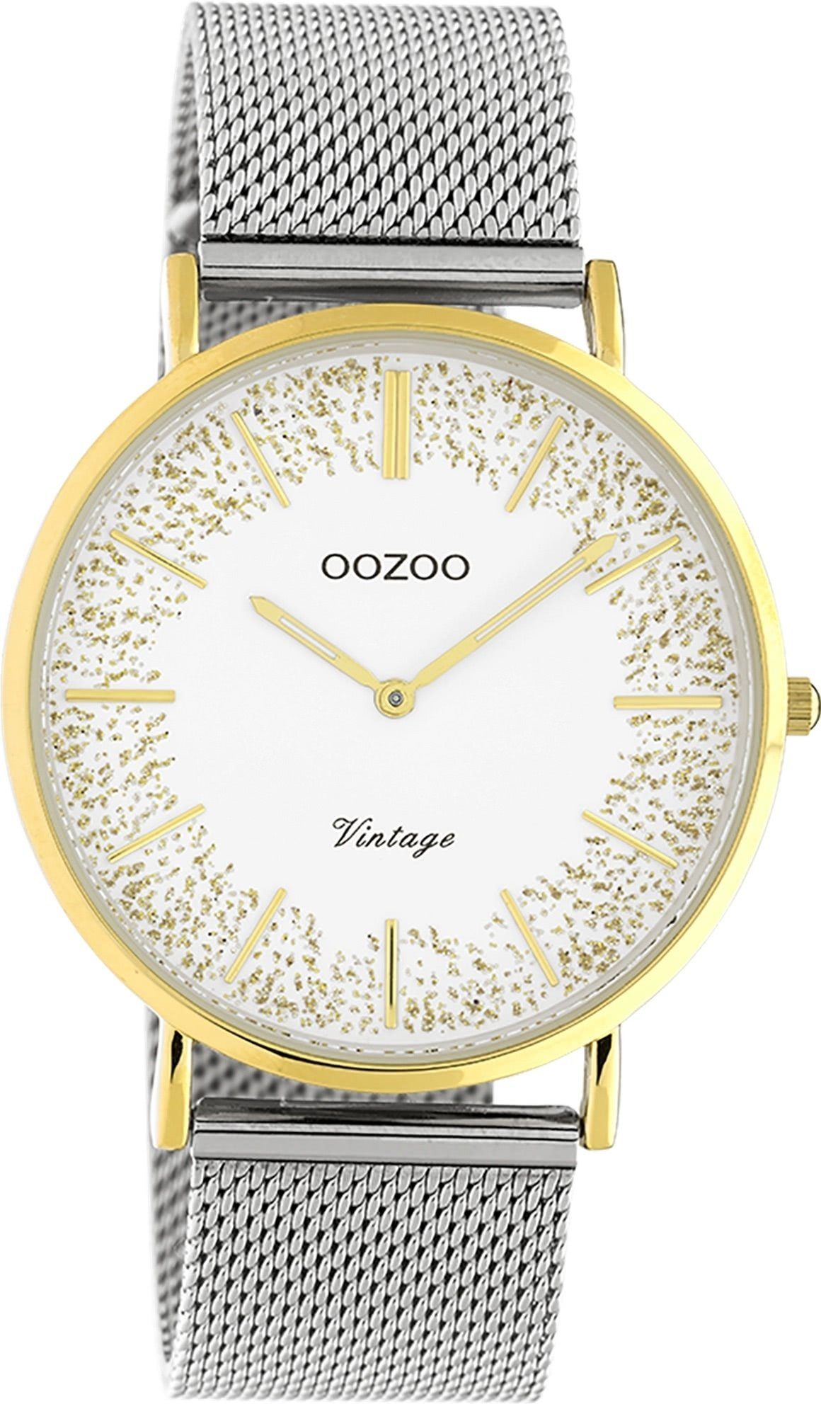 OOZOO Quarzuhr Oozoo Damen Armbanduhr Edelstahl Analog, Damenuhr rund, groß (ca. 40mm) Edelstahlarmband, Elegant-Style