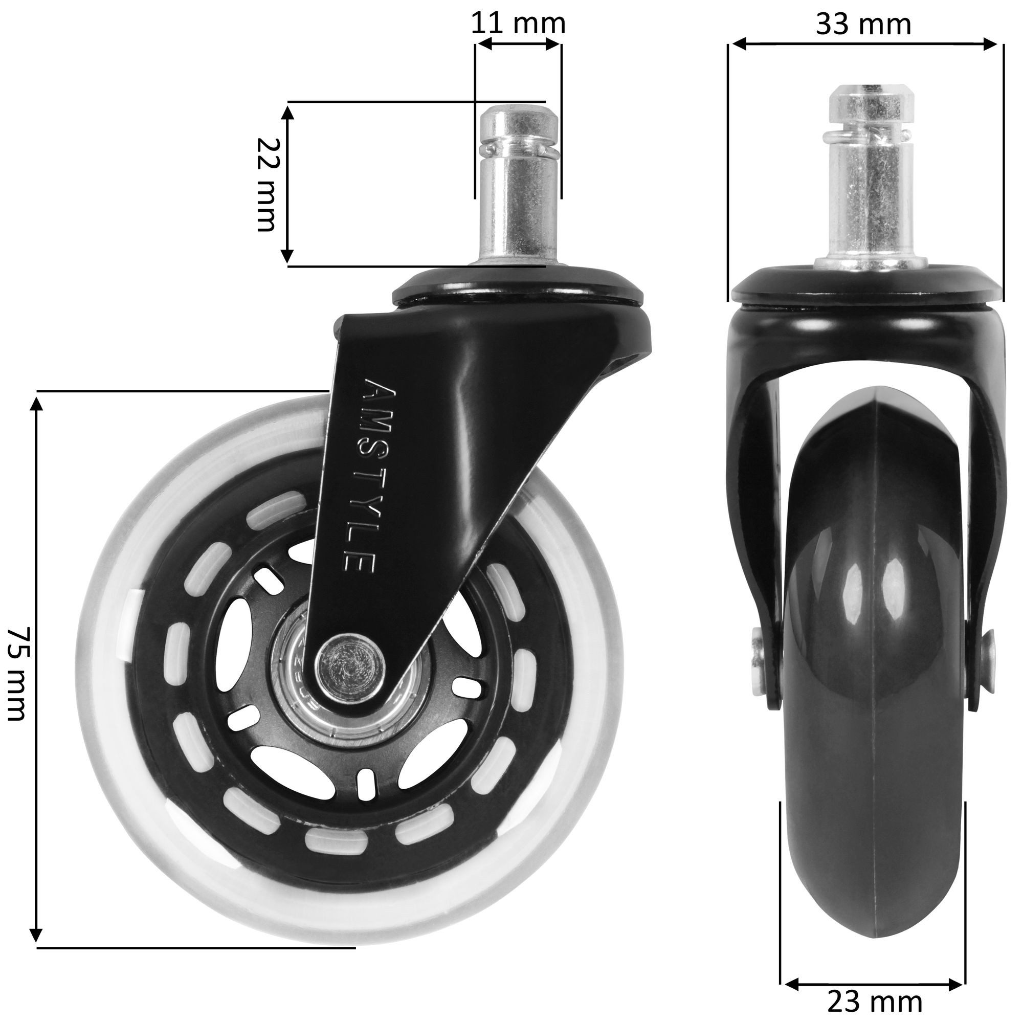 freiraum Stuhlrolle SPM1.949, (5stk) Universalrollen, 100% Polyurethan - 3x7cm (BxD)