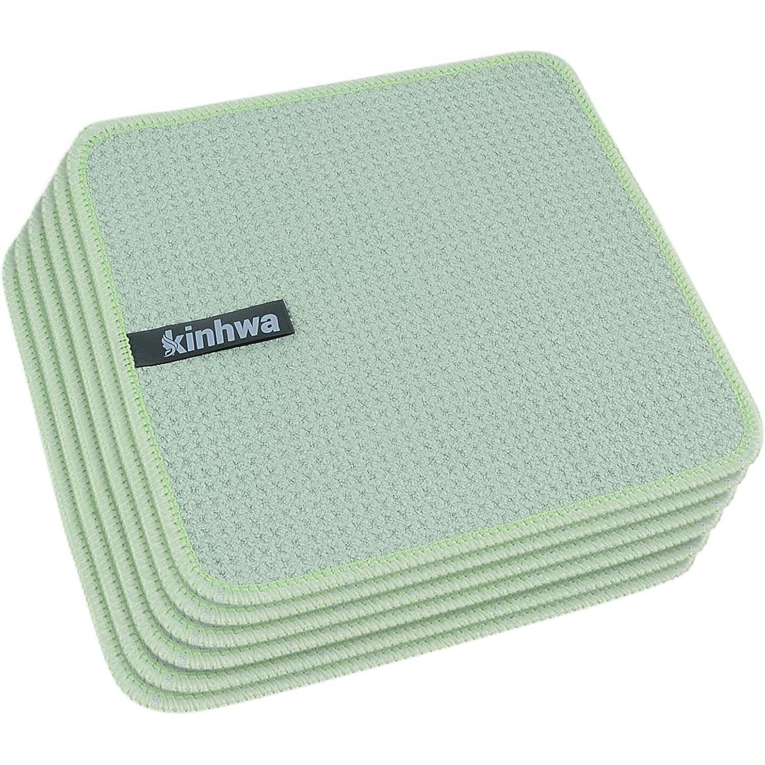 LuxusKollektion Spültuch Mikrofasertuch Waffeltuch fusselfrei Grün 6 Stück 20×20cm Mikrofasertuch