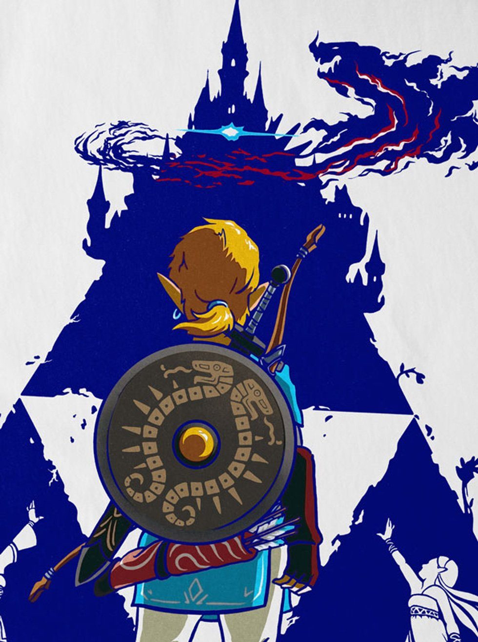 hyrule Print-Shirt Link gamer T-Shirt Blue weiß style3 Breath Kinder