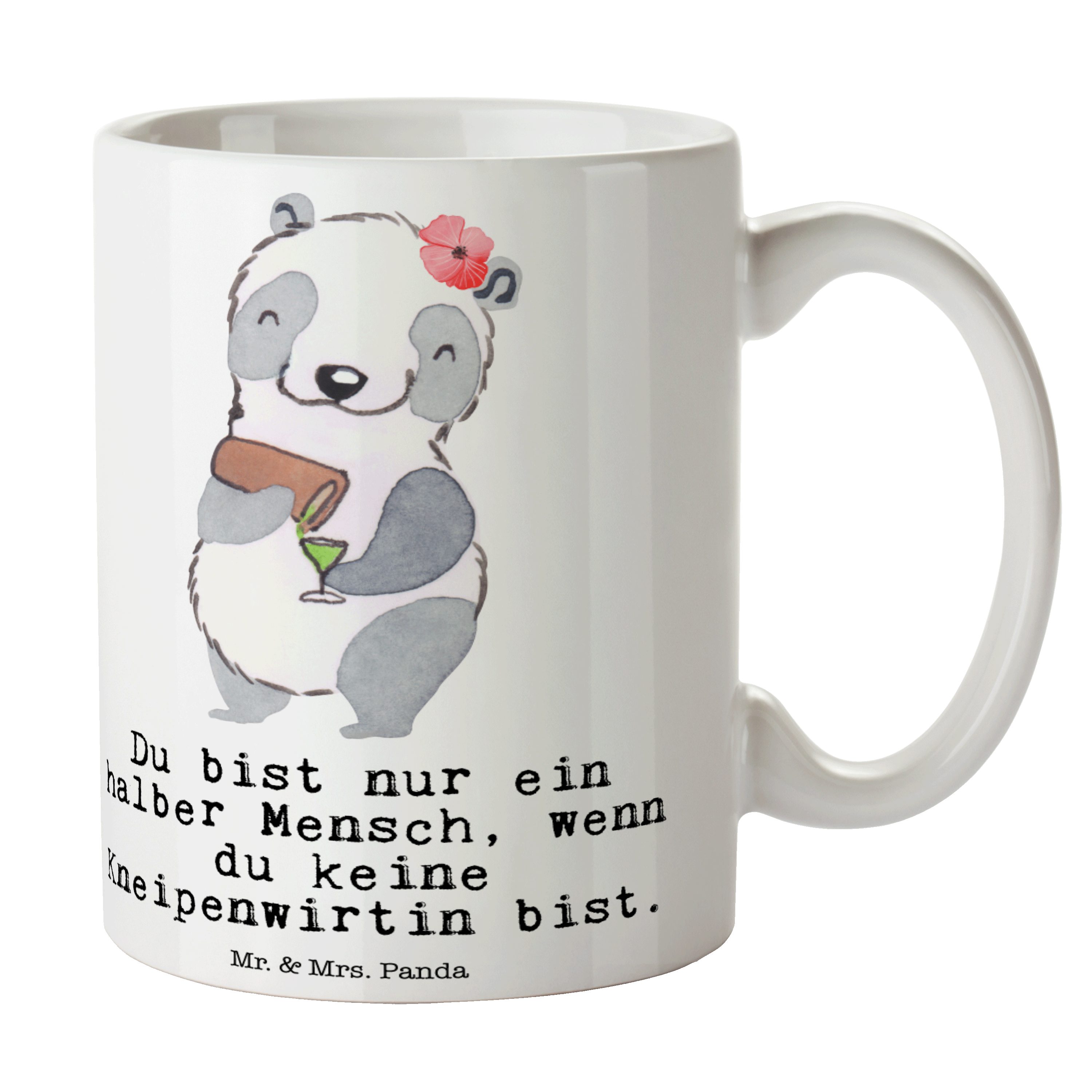 Mr. & Mrs. Panda Weiß Geschenk, Dank, - mit Tasse, Bar, Kneipenwirtin Keramik - Eröffnung, Tasse Herz