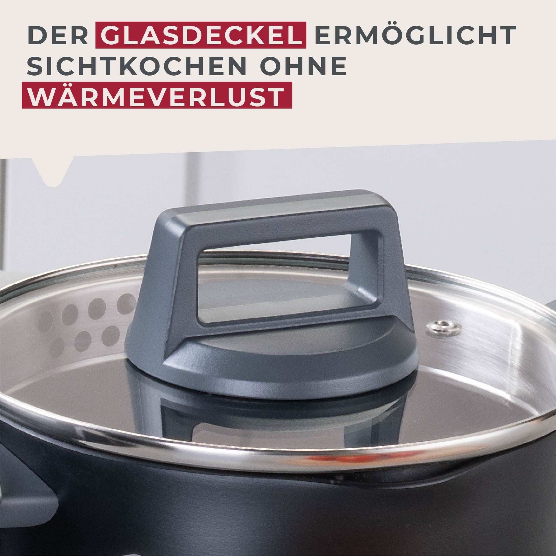 FACKELMANN Topf-Set Statement, Aluminium (Set, 7-tlg), Deckel mit Abgießfunktion