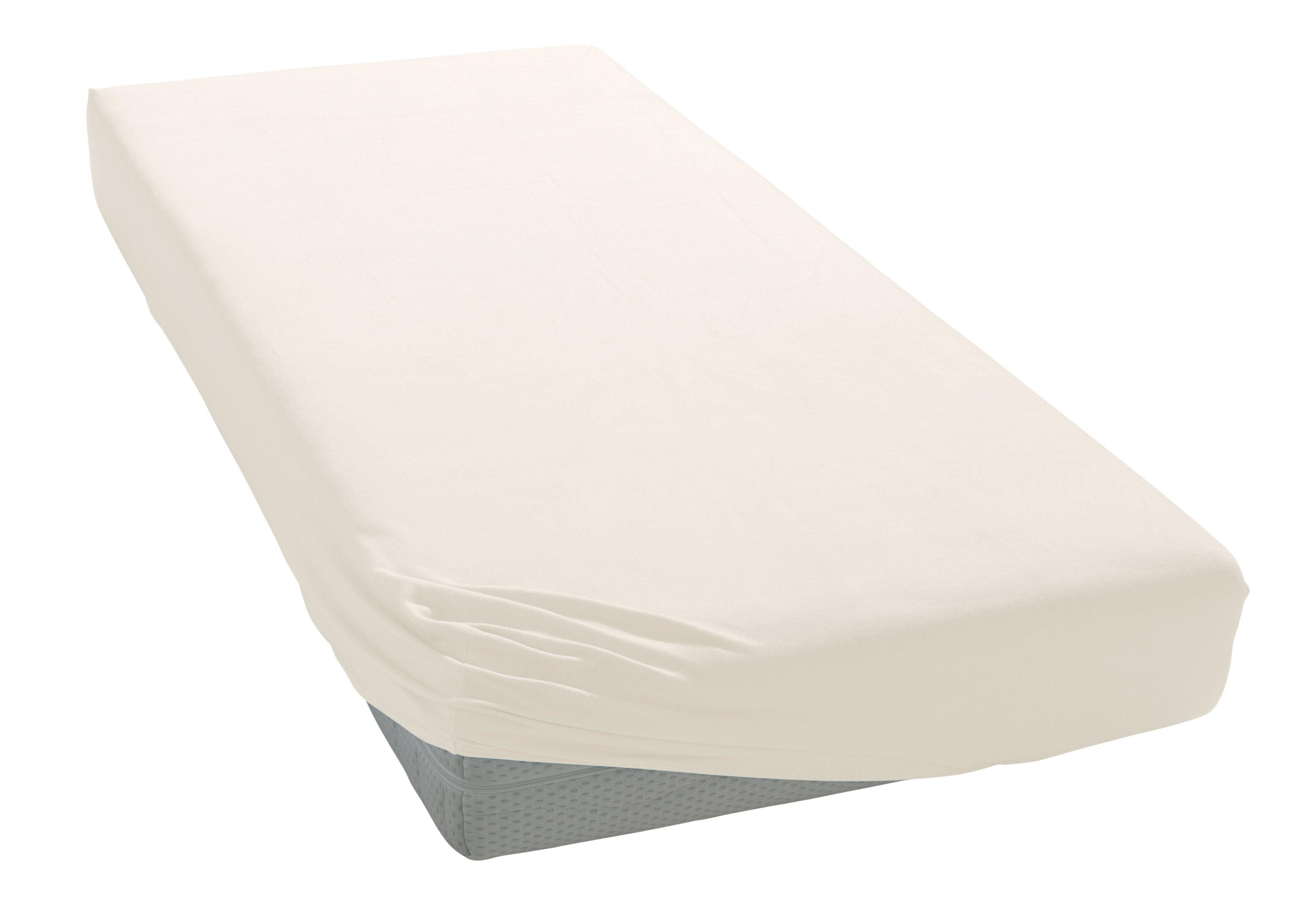 bellana Spannbettlaken bellana exclusiv aus 100% Mako-Baumwolle, 150 g/m², bügelfrei, Mako-Jersey, Gummizug: rundum, (1 Stück), feinste Mako-Baumwolle, Spannbetttuch für Matratzen bis 25cm Höhe