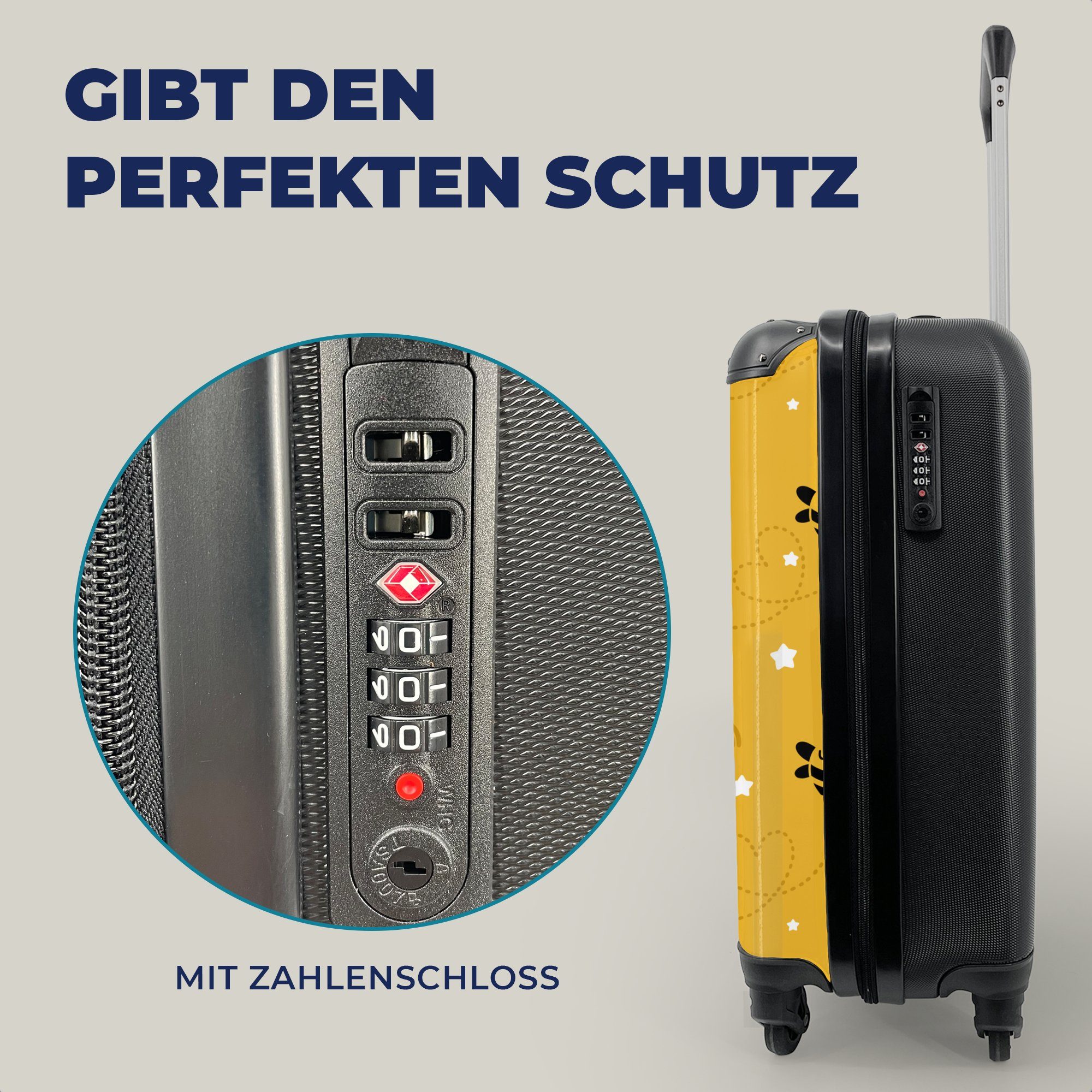 - für - Reisekoffer MuchoWow Trolley, Handgepäck Sterne, Handgepäckkoffer Muster Rollen, Reisetasche Ferien, 4 rollen, Bienen mit