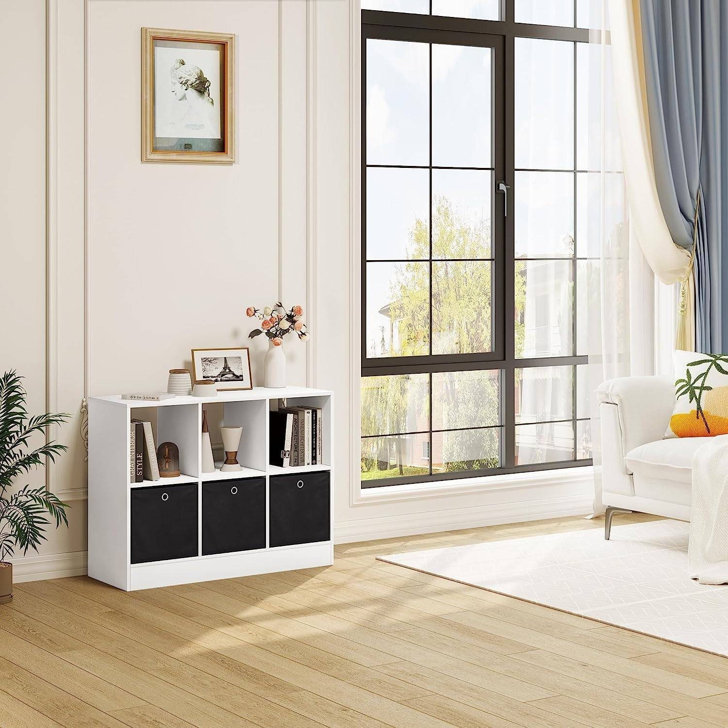 Woltu Bücherregal, mit 3 Schubladen aus Vliesstoff Regal mit 6 Fächern günstig online kaufen