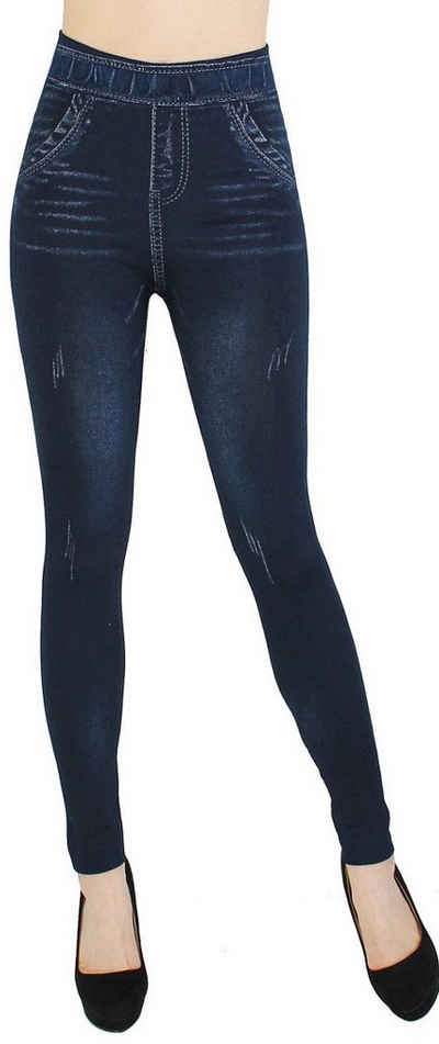 dy_mode Jeggings Damen Leggings in Jeans Optik Bequem Jeggings High Waist Jeansleggings mit elastischem Bund