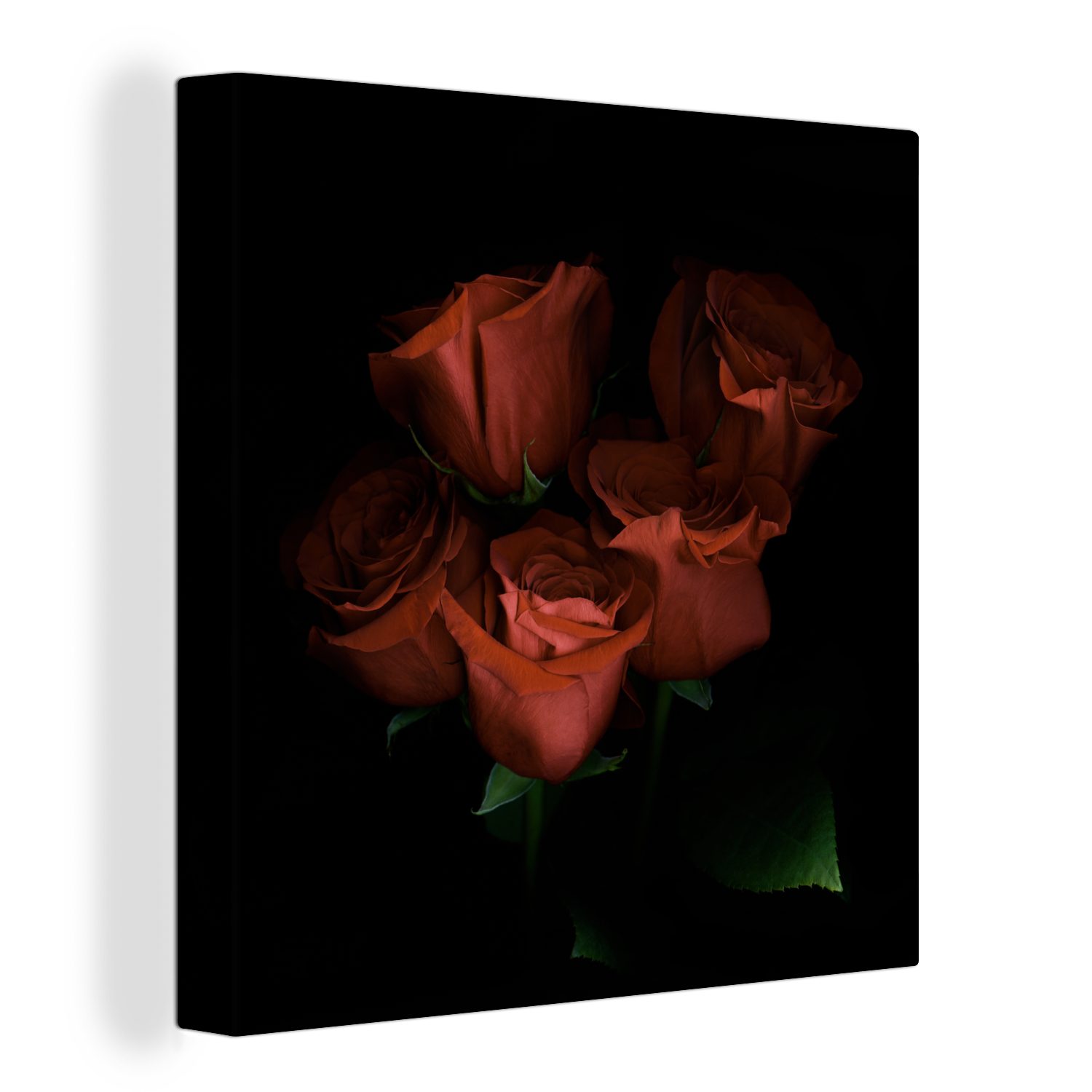 OneMillionCanvasses® Leinwandbild Blumen - Rosen - Wald, (1 St), Leinwand Bilder für Wohnzimmer Schlafzimmer