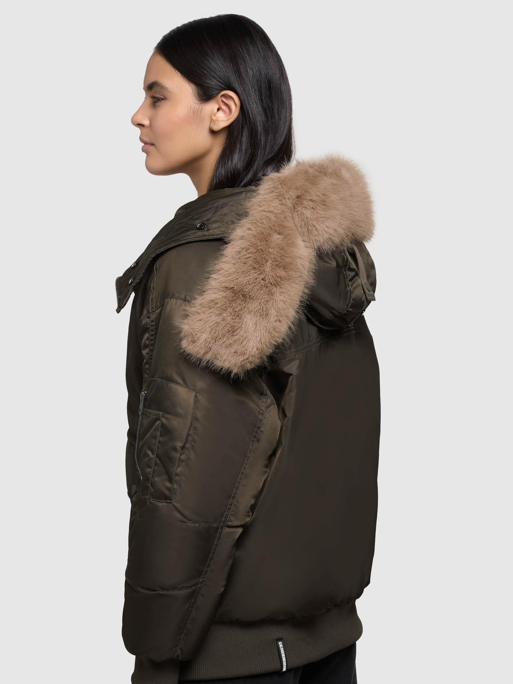 khujo Bomberjacke Cela Oversize Winterjacke mit abnehmbarem Kunstpelz-Besatz