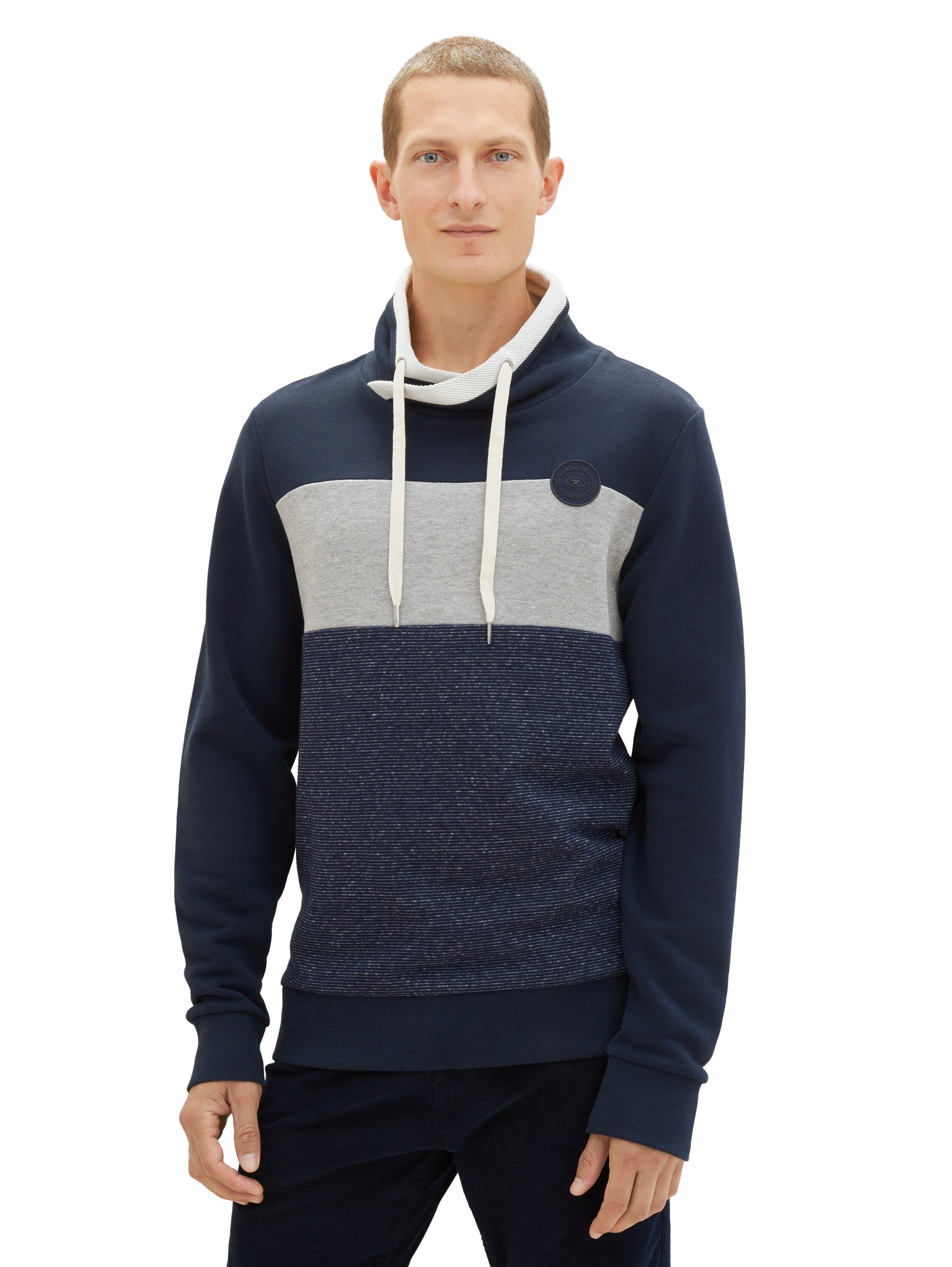 TOM TAILOR Sweatshirt mit Colorblocking und Stehkragen dark mineral grey