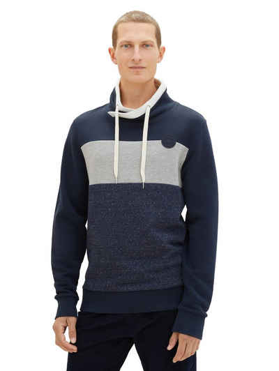 TOM TAILOR Sweatshirt mit Colorblocking und Stehkragen