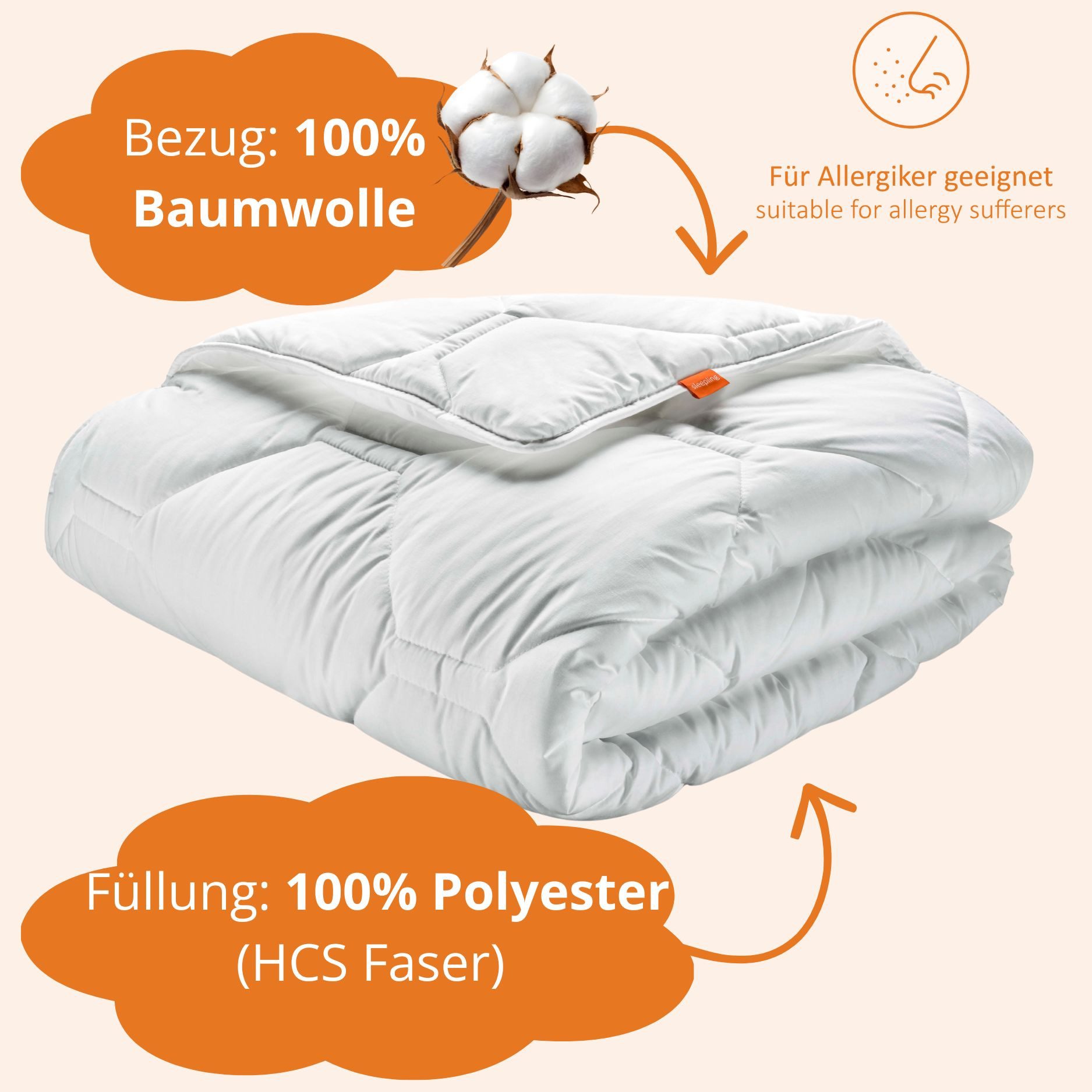 sleepling Baumwollbettdecke Komfort 300, Bezug: 100 % Baumwolle, in 135x200 günstig online kaufen