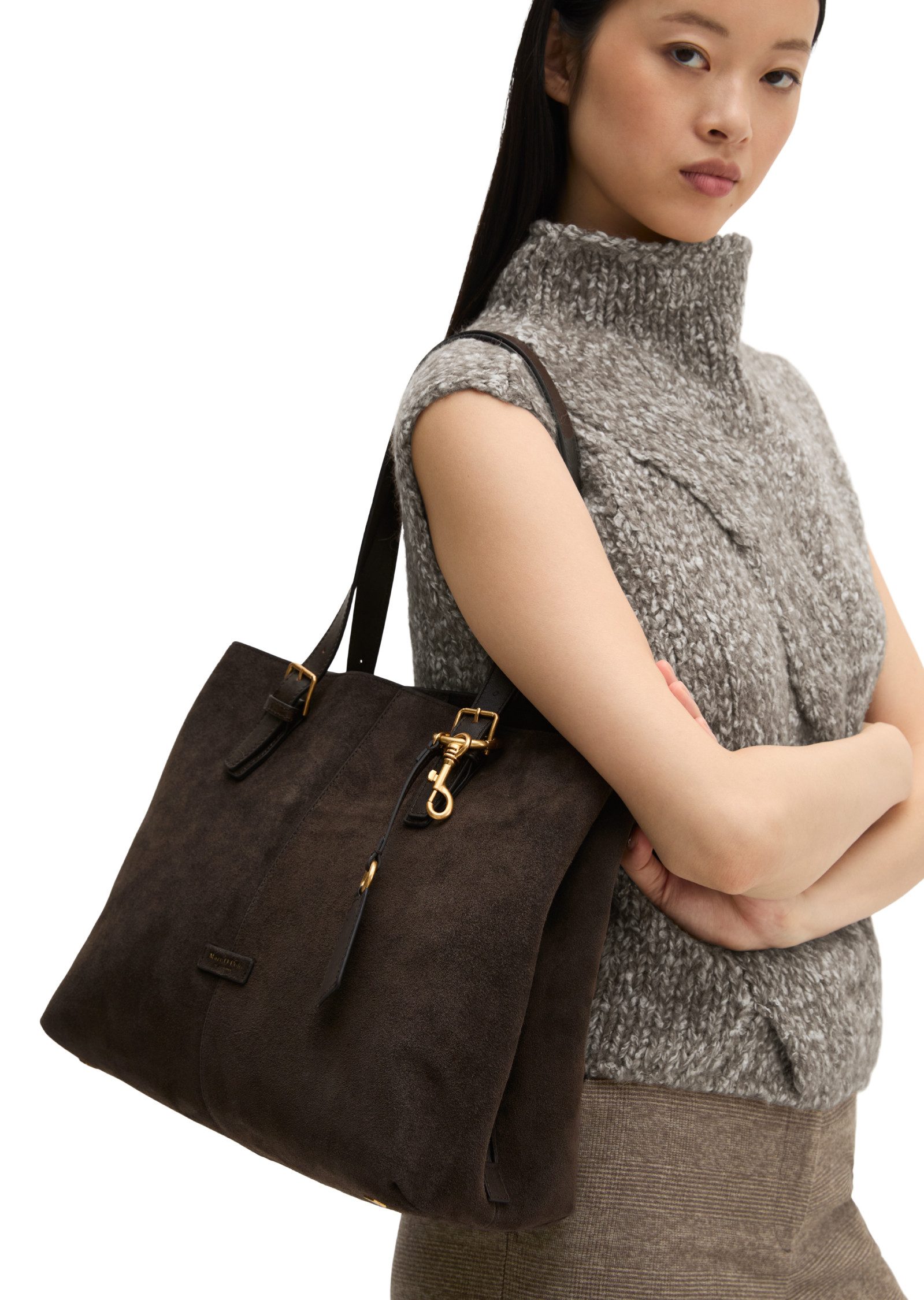 Marc O'Polo Shopper aus weichem Velours-Rindleder – Bild 4 von 5