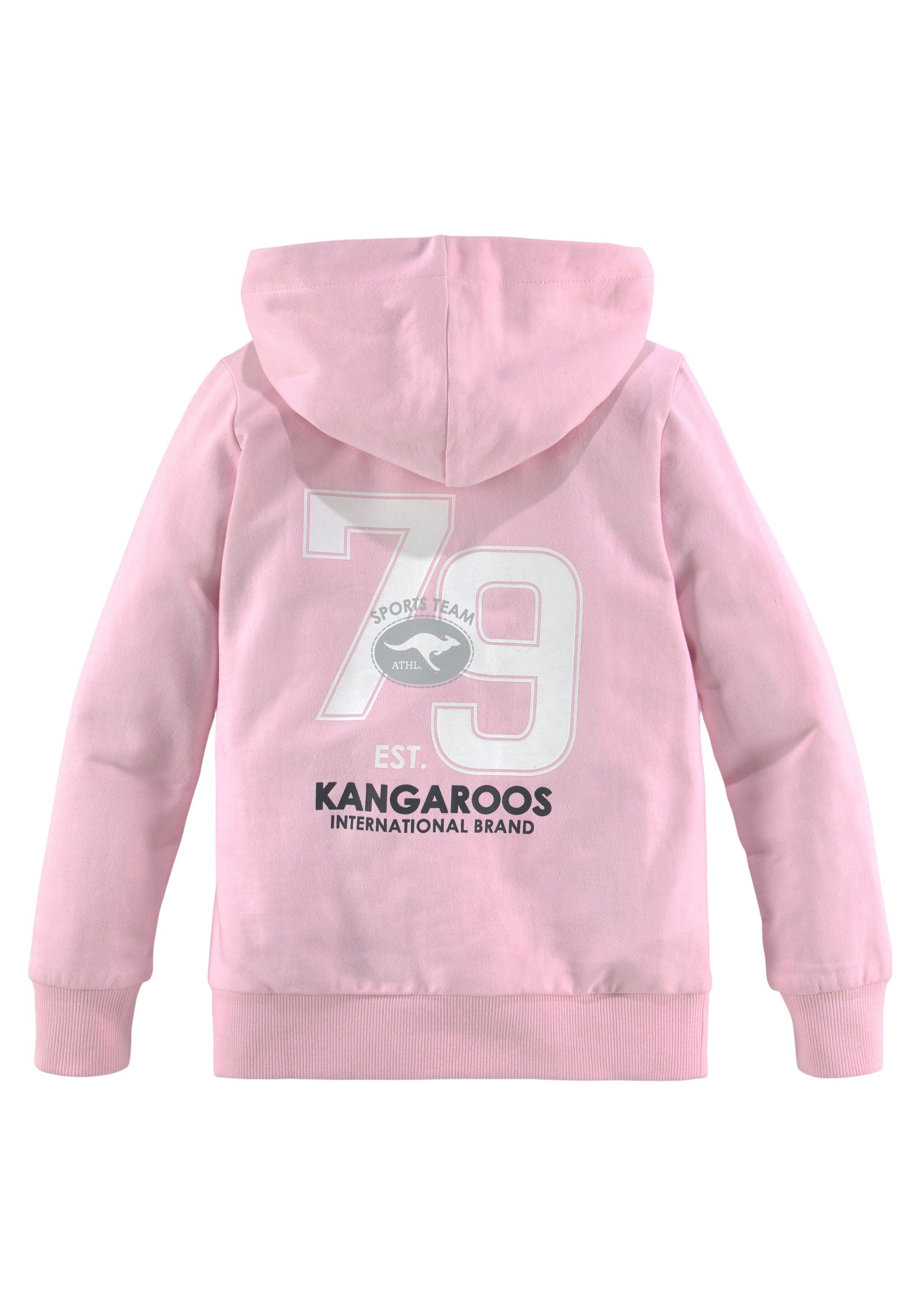 KangaROOS Kapuzensweatshirt Kleine Mädchen Langarm, hüftlange Basic-Passform, stylischer Druck