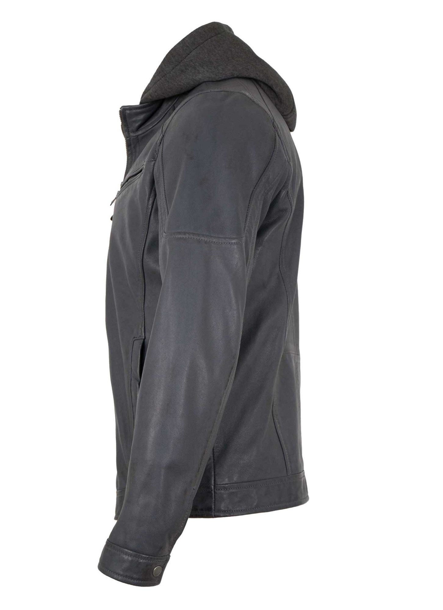 Jilani Lederjacke Juan Jilani - Herren Lederjacke Kapuze Lammnappa grau günstig online kaufen