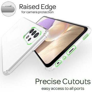 Nalia Smartphone-Hülle Samsung Galaxy A32 5G, Klare Transparente Hybrid Hülle / Silikon Rahmen / Harte Rückseite / Super Transparent / Vergilbungsfrei / Stoßfest / Kratzfest / Dünne Durchsichtige Schutzhülle / Hardcase Hardcover Etui Handy-Tasche Phone Bumper