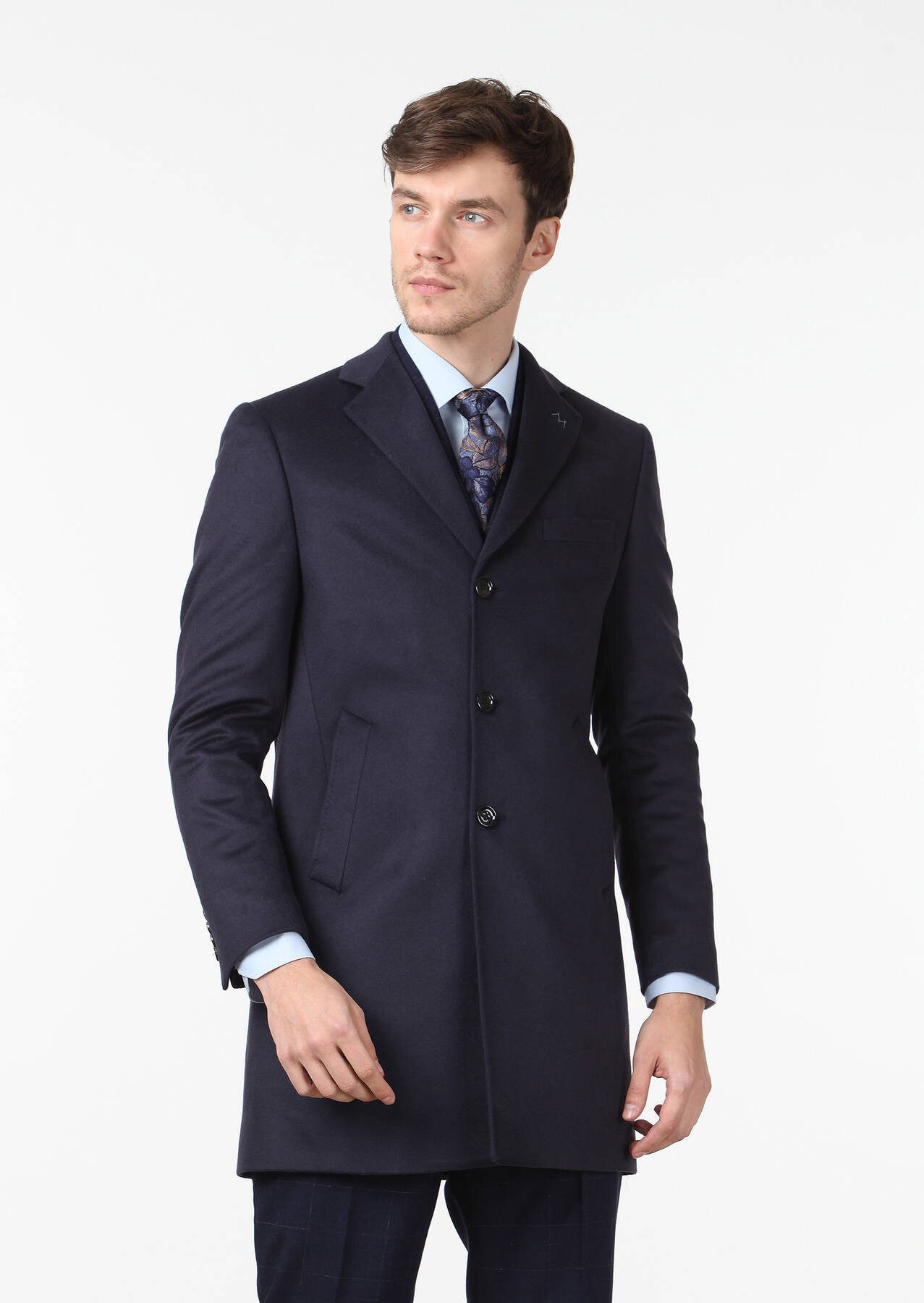 RAMSEY Winterjacke Marineblauer Webmantel