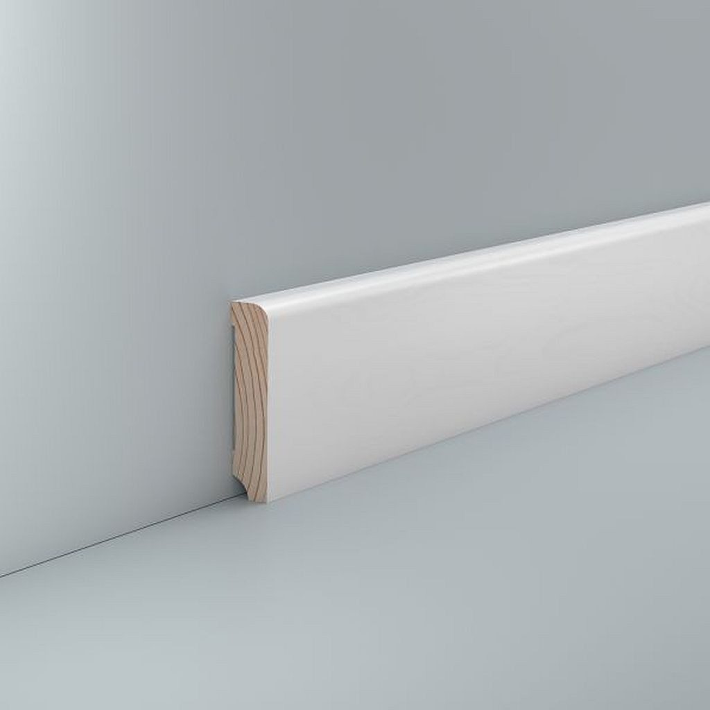 Südbrock Sockelleiste Sockelleiste weiß Holz 13 x 60 mm Kiefer lackiert RAL 9016 Fußleiste, L: 250 cm, H: 6 cm, 1-St.
