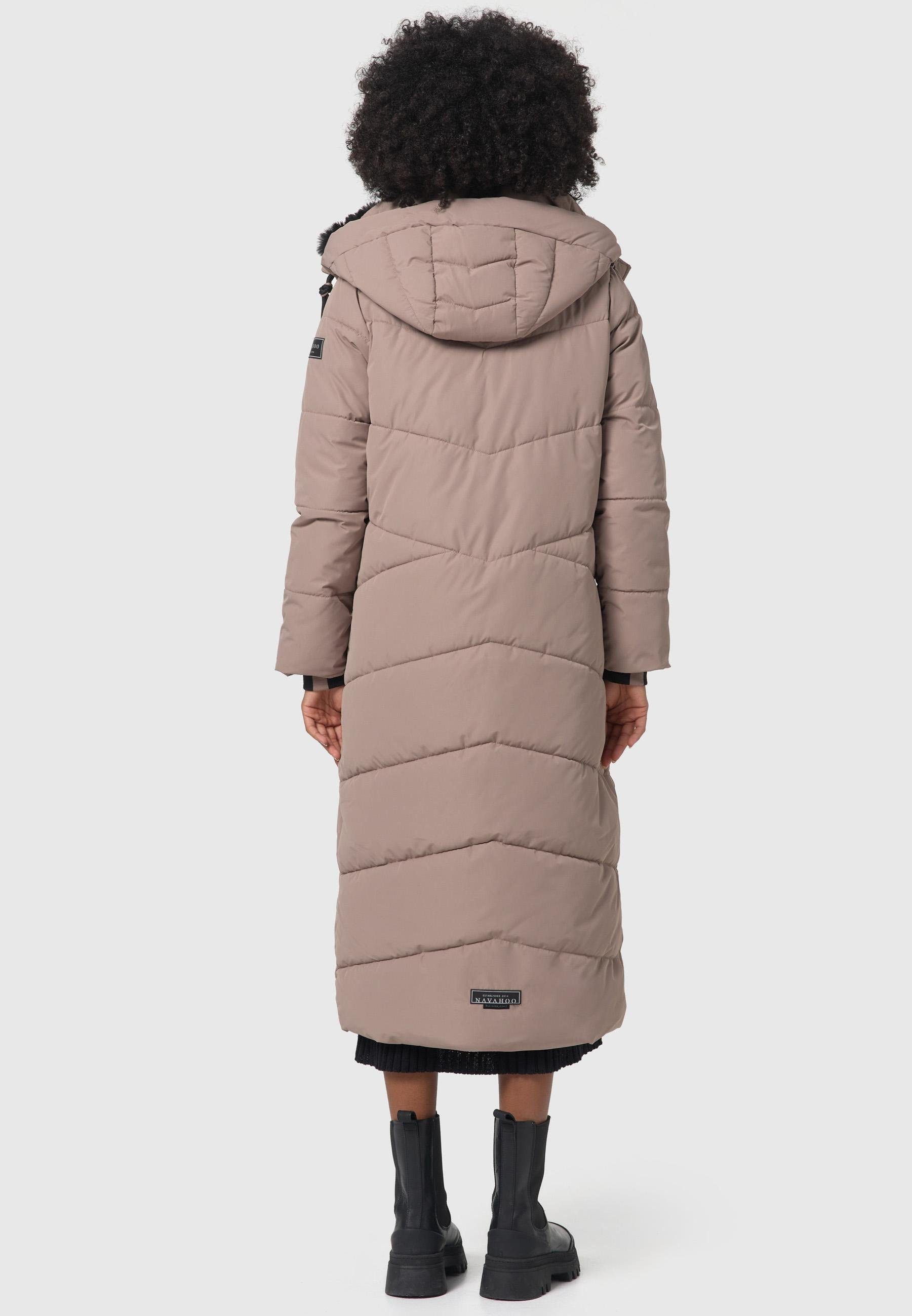 Navahoo Steppmantel Hingucker XIV Damen Wintermantel mit abnehmbaren Kunstfellkragen