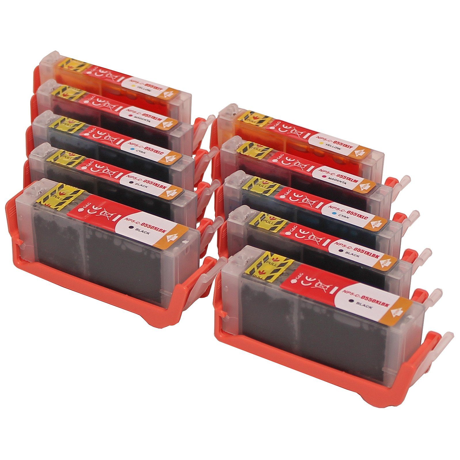 ABC Tintenpatrone (Kompatibles Set 10x Druckerpatrone für Canon 550XL 551XL PGI-550XL, 5450 MG5500 MG5550 MG5600 MG5650 MG6300 MG6350 MG6400 MG6450 MG6600 MG)
