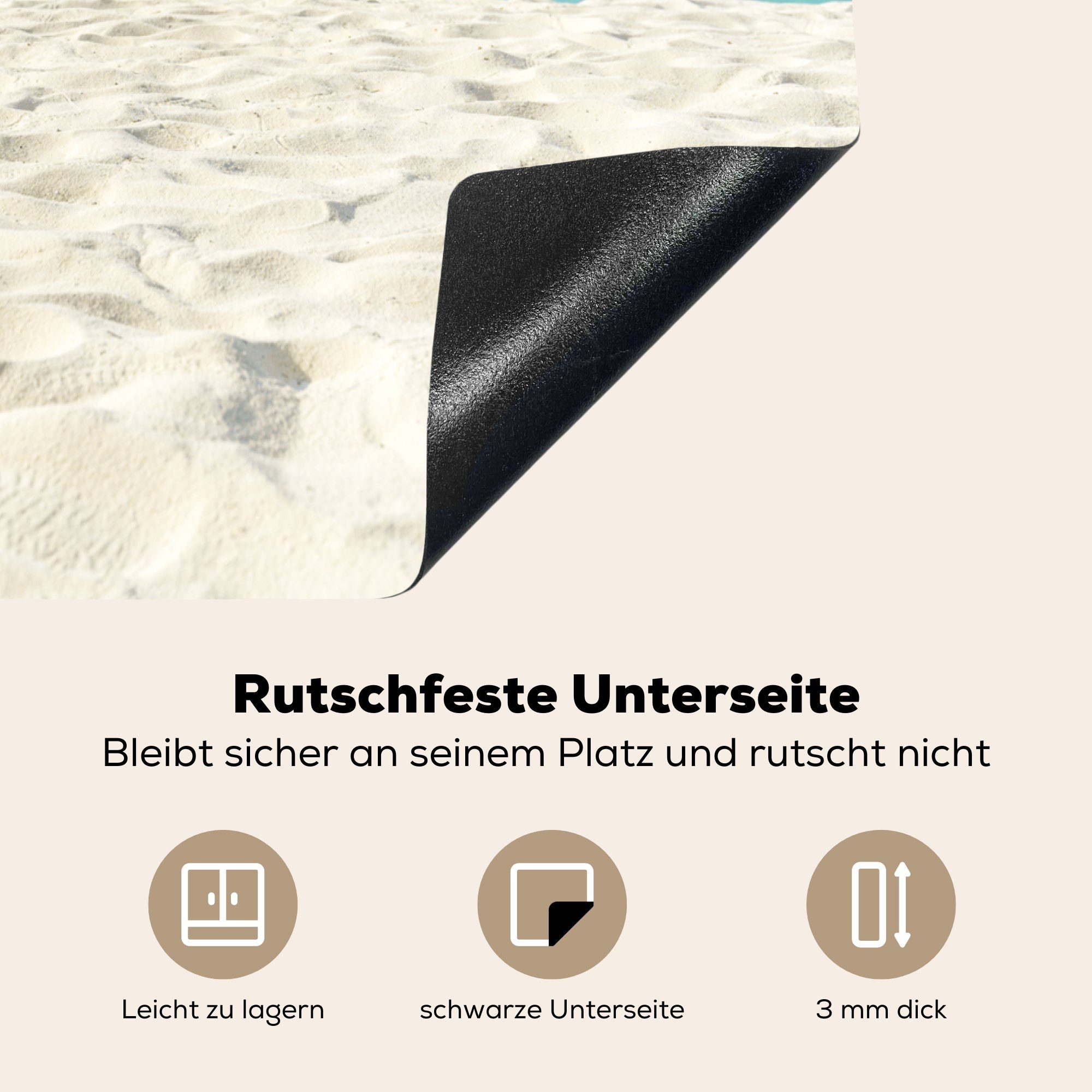 59x52 Ceranfeldabdeckung küche, tlg), - Licht (1 - MuchoWow Strand Herdblende-/Abdeckplatte cm, für die Induktionsmatte Sonne, Vinyl,