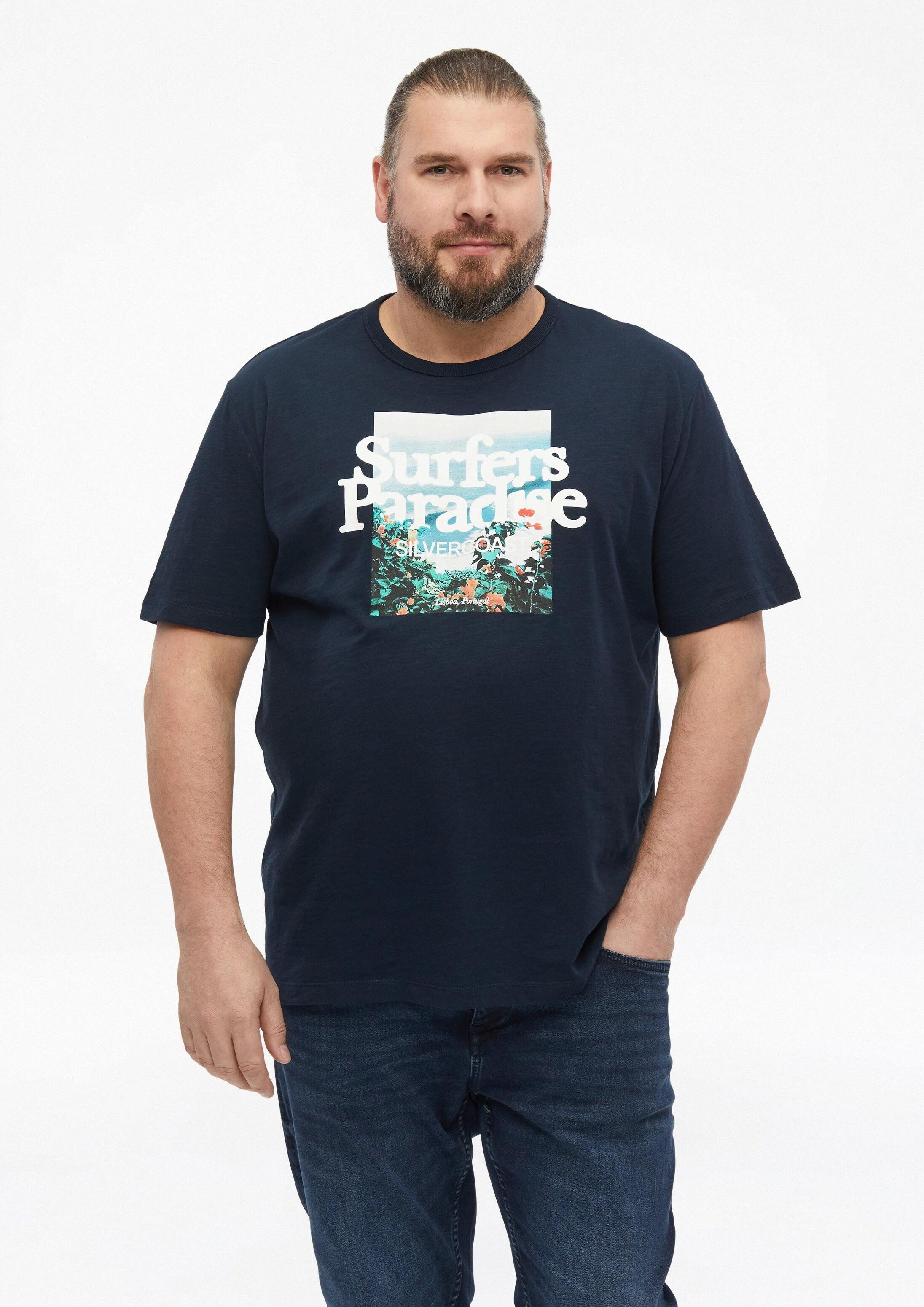 s.Oliver Kurzarmshirt T-Shirt Flammgarn-T-Shirt mit Artwork