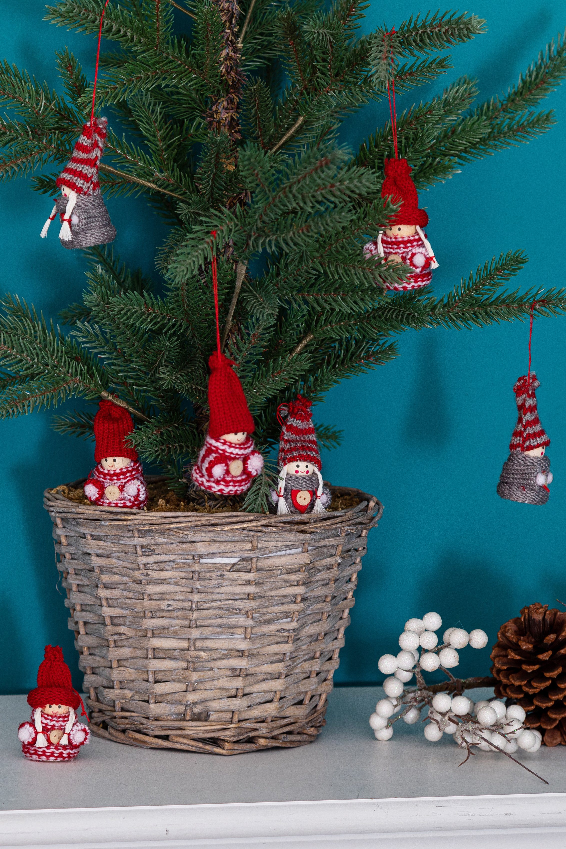Myflair Möbel & Accessoires Weihnachtsfigur Weihnachtsdeko rot (Set, 8 St), Wollwichtel Baumhänger, Länge ca. 7 cm
