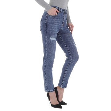 Ital-Design Skinny-fit-Jeans Damen Freizeit Destroyed-Look Stretch High Waist Jeans in Blau