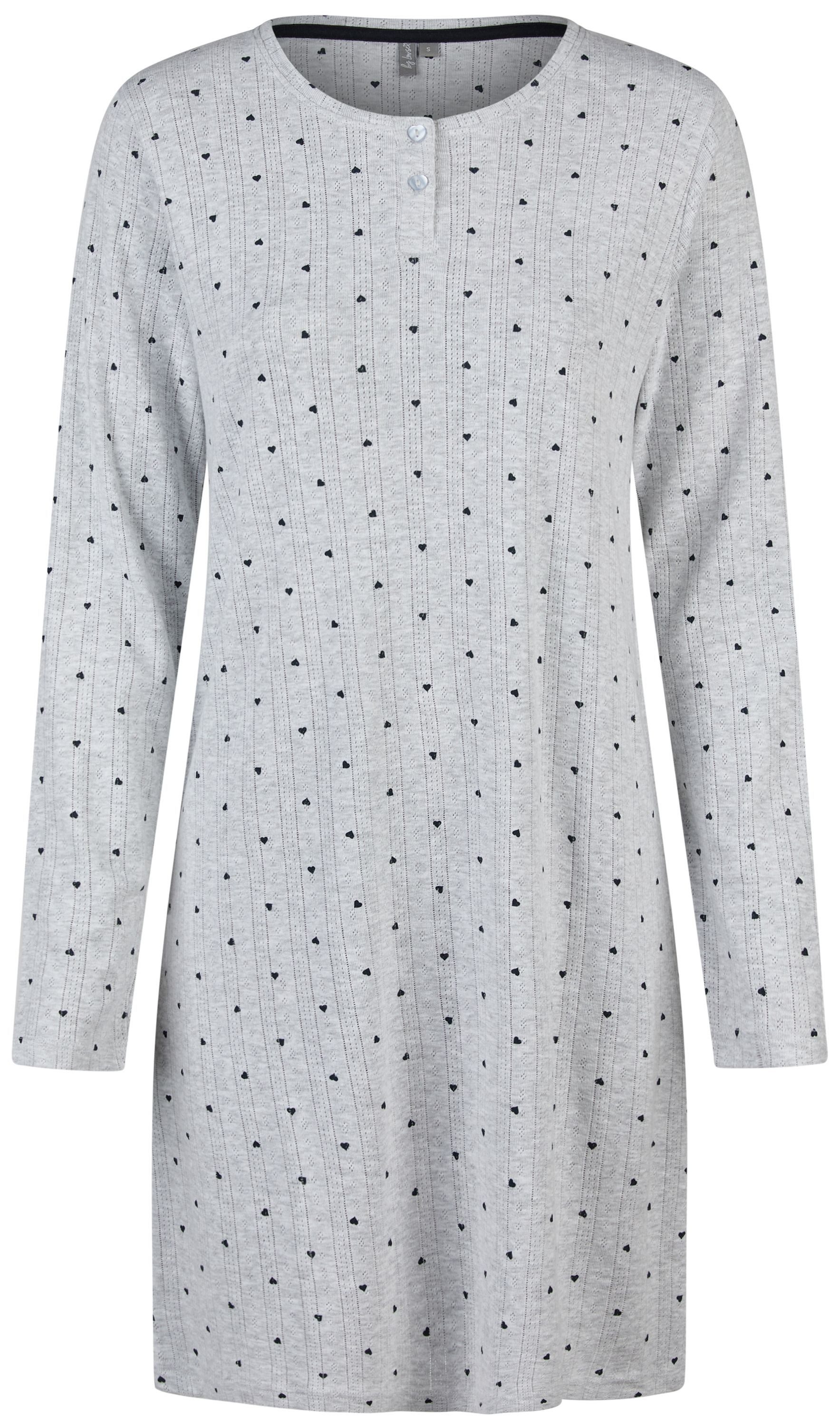 By Louise Nachthemd Lace Luxury (Set, 1-tlg., 1-teilig) Damen Sleepshirt ca.95cm lang Langarm Ajour-Muster Baumwolle geknöpft