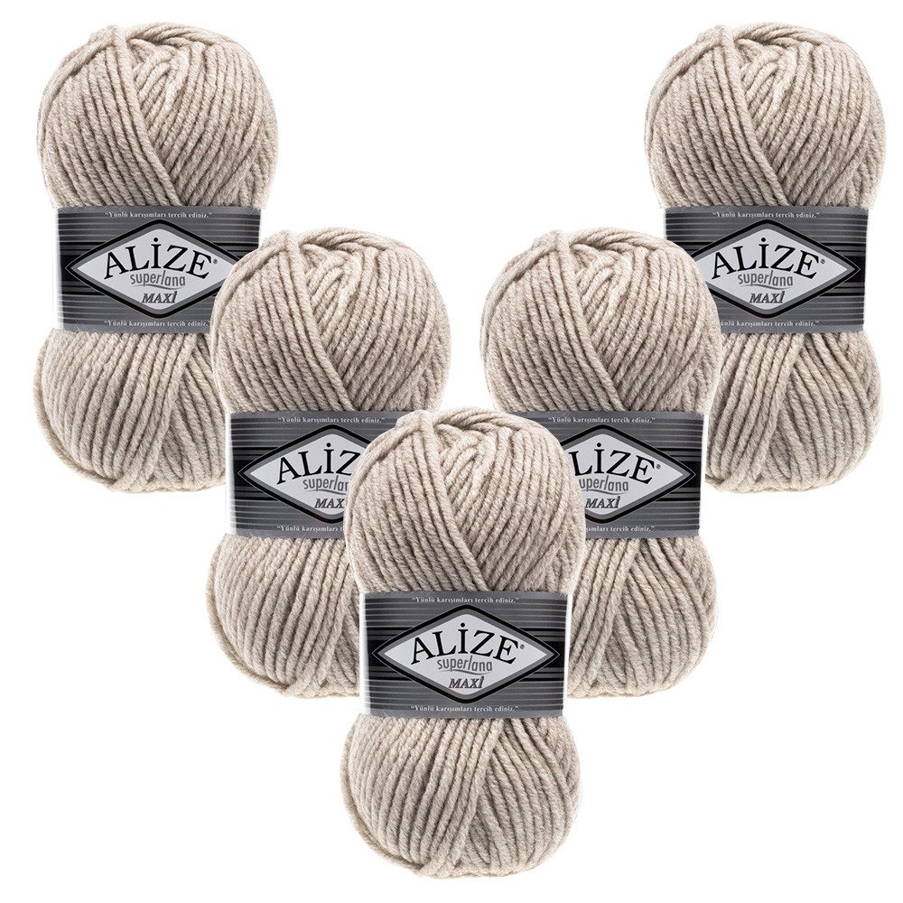 Alize 5 x ALIZE Superlana Maxi Häkelwolle, 100 m, Yarn,Handstrickgarn,Garn,Stickgarn
