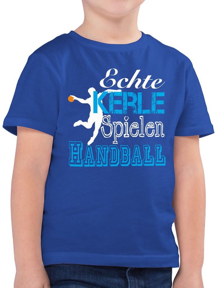 Shirtracer T-Shirt Echte Kerle Spielen Handball weiß - Kinder Sport  Kleidung - Jungen Kinder T-Shirt Sportkleidung Zubehör