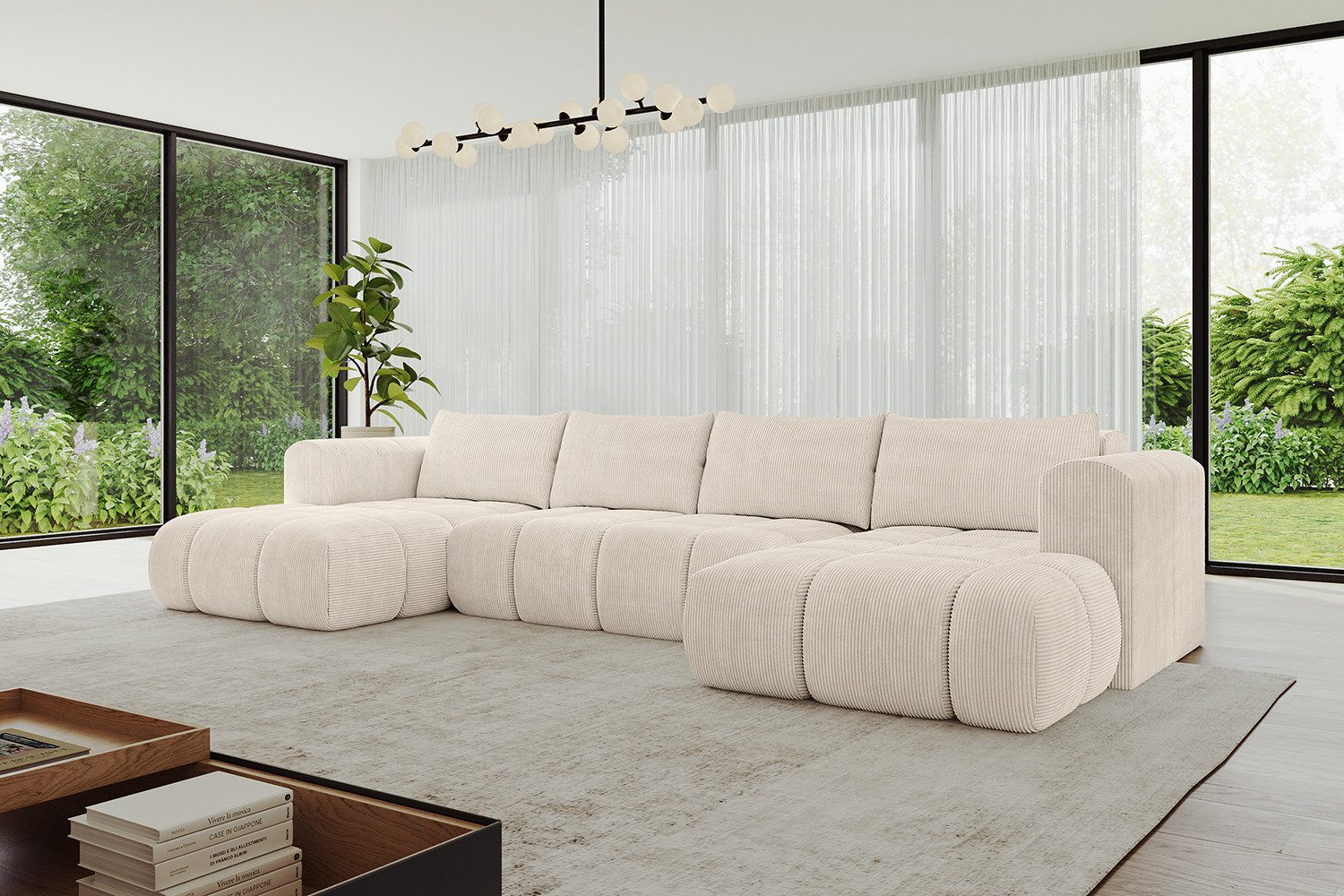 ALTDECOR Wohnlandschaft CLOUD-U, Couch mit Schlaffunktion, Wohnzimmer - Ecksofa, Corner Sofa Bett Eckcouch Couch U-Form Schlafcouch Ausziehbar