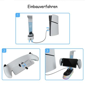 Tadow PS5 Portal Handheld-Ladestation mit schillernden RGB-Lichtern Controller-Ladestation (Kann als Ständer verwendet werden, Lädt Portal-Handhelds und einen PS5 Elite-Controller gleichzeitig auf)