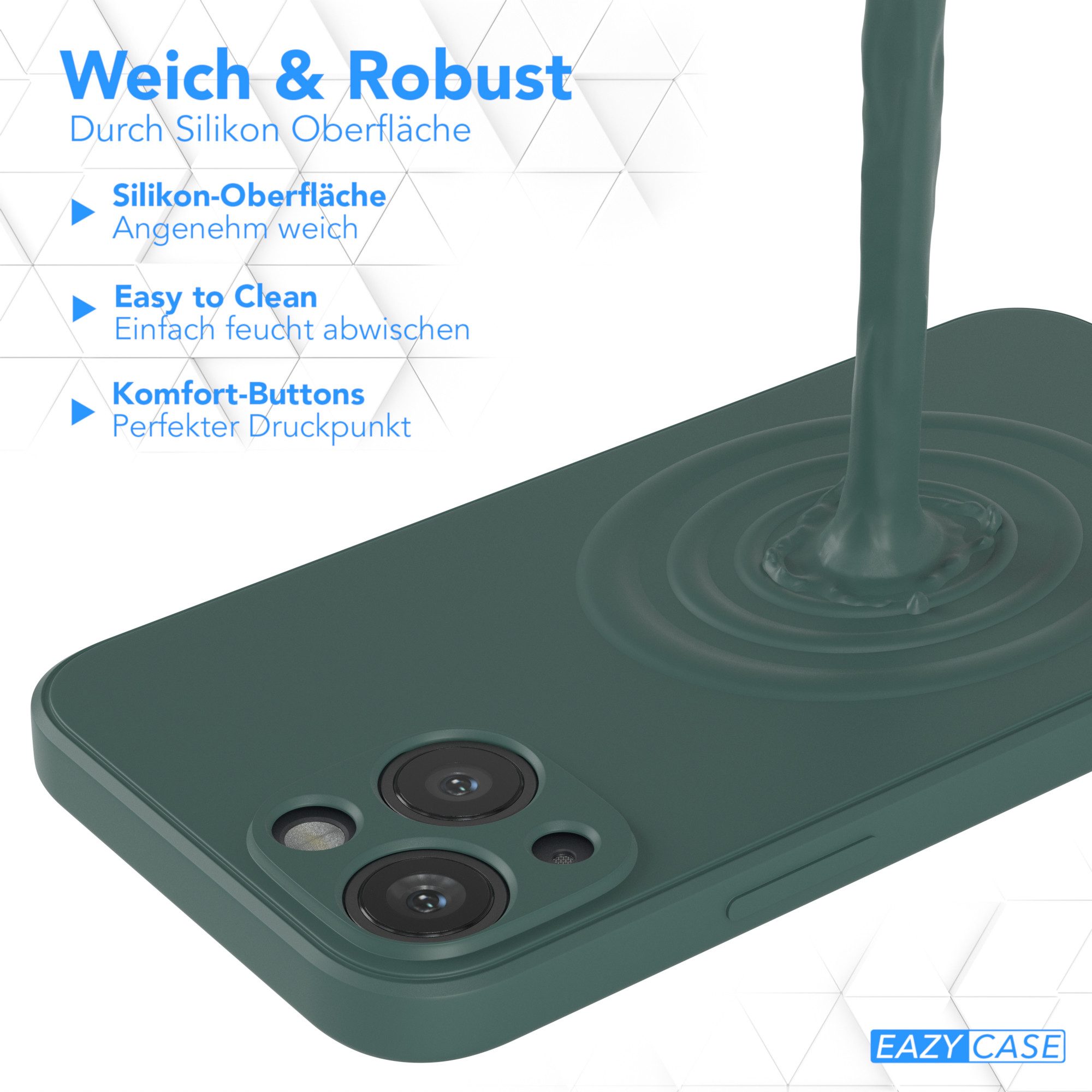 EAZY CASE Handyhülle für Apple iPhone 13 Mini Hülle Silikon 5,4 Zoll, Silikon Schutzhülle mit Kameraschutz kratzfest bumper Grün / Nachtgrün – Bild 5 von 5
