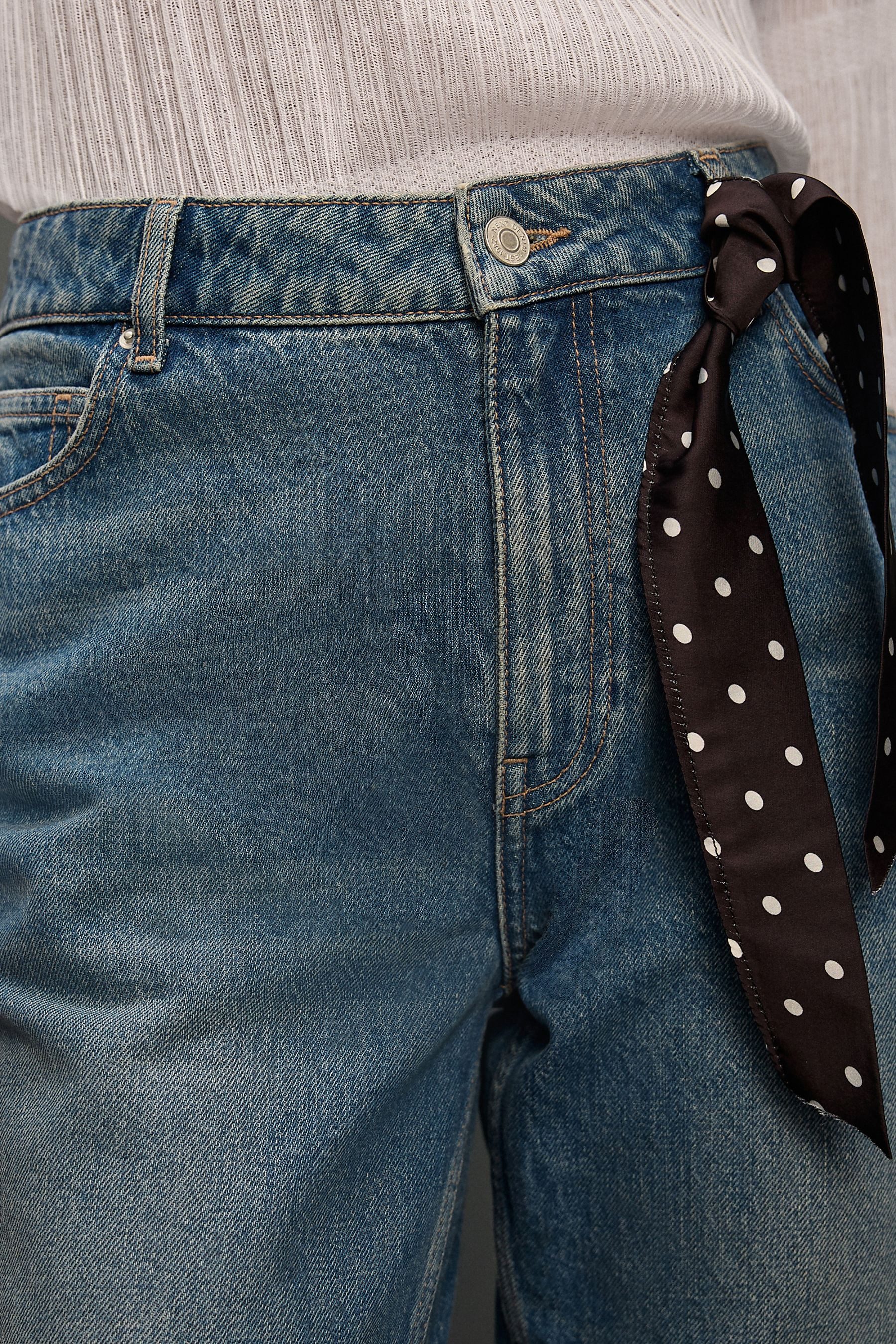 Next Gerade Jeans Knöchellange Straight Fit Jeans mit Schal (2-tlg)