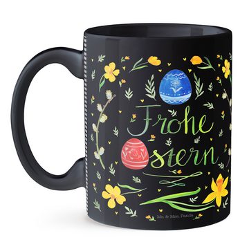 Mr. & Mrs. Panda Tasse Ostern Frohe Ostern - Schwarz - Geschenk, Osternest, Weidenkätzchen., Keramik, Brillante Bedruckung