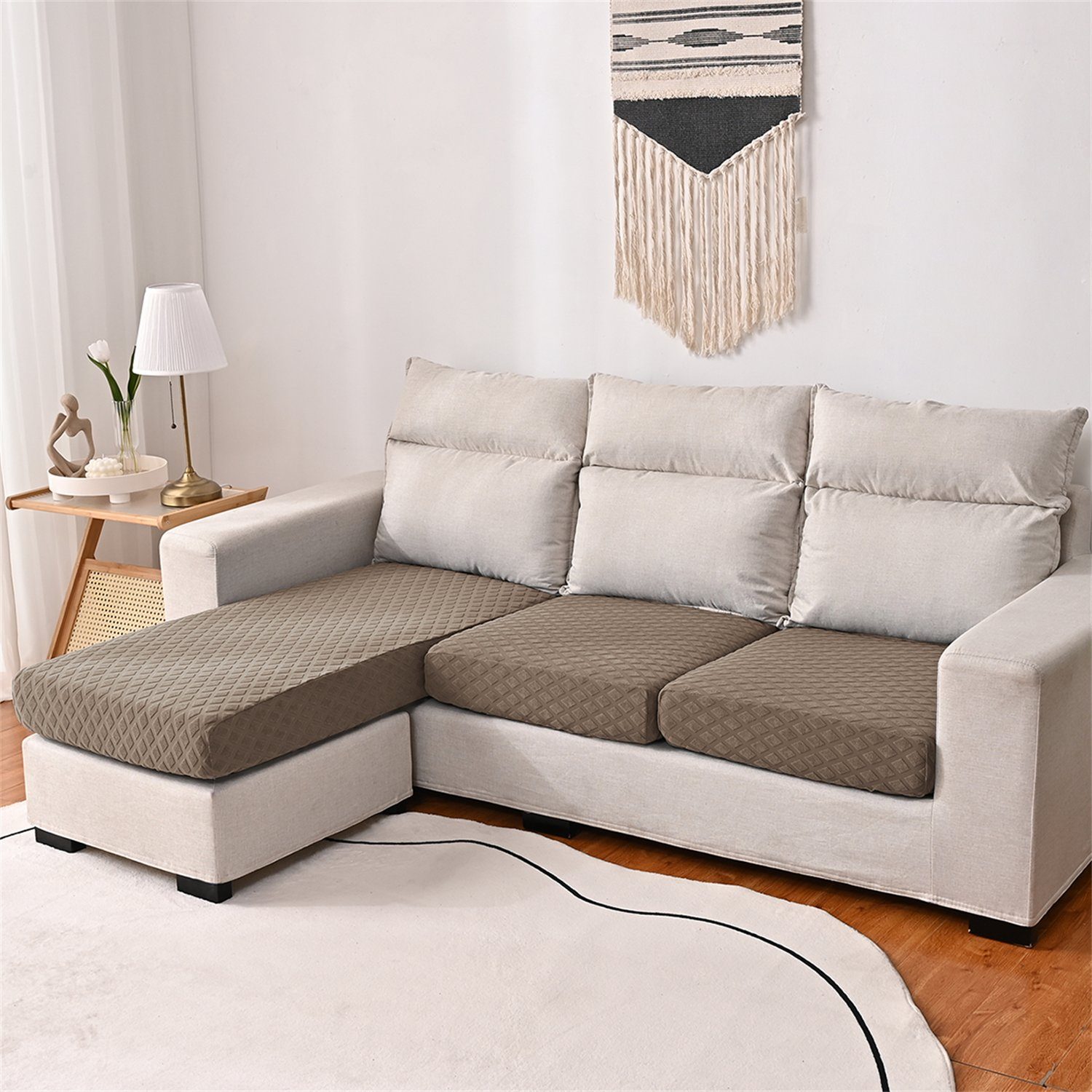 wasserfest Sofa-Sitzbezug Sofahusse, 3DMuster HOMEIDEAS, elastischer mit Braun
