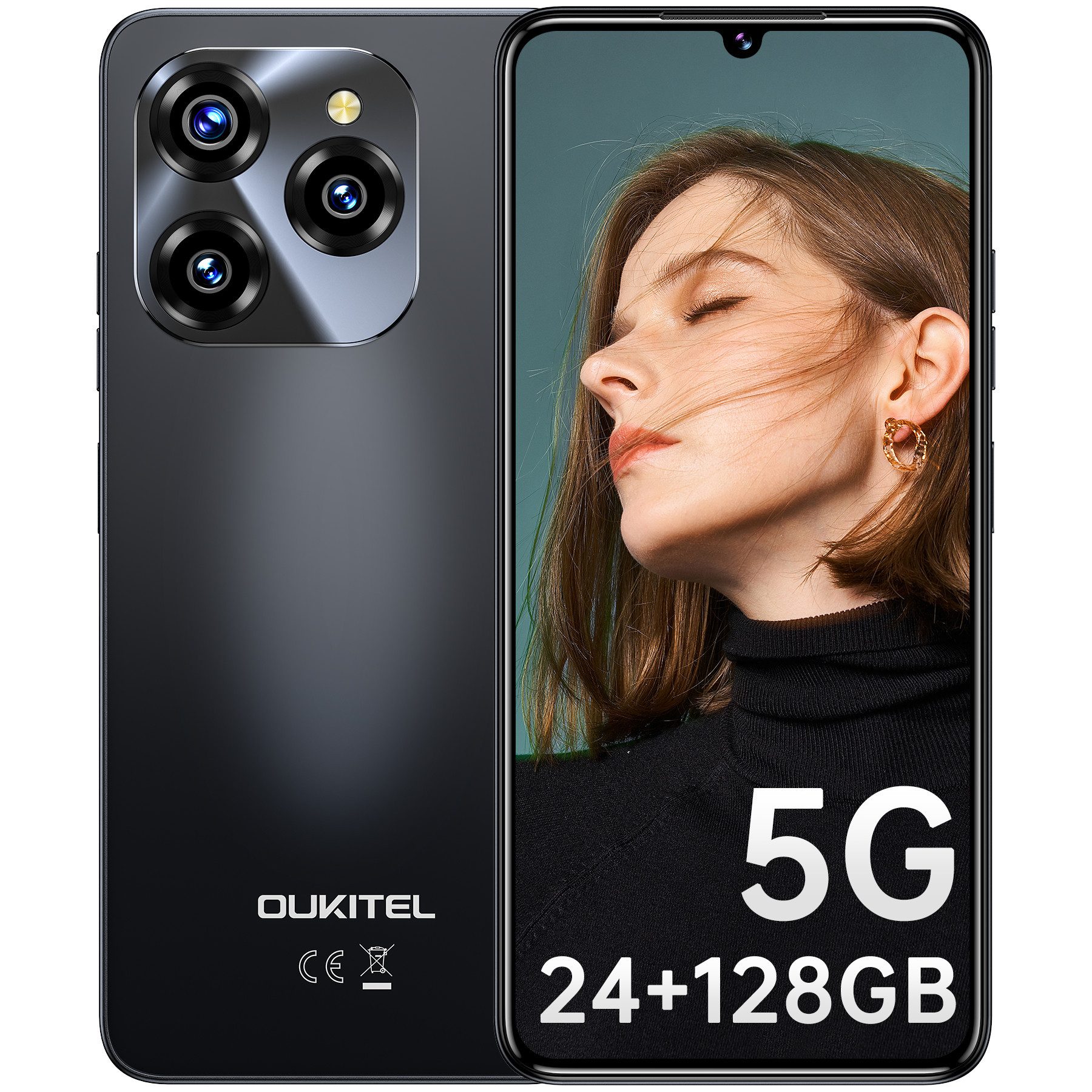 OUKITEL C50 24GB RAM + 128GB ROM/ TF 1TB 5G Smartphone (17,27 cm/6.8 Zoll, 128 GB Speicherplatz, 50 MP Kamera, 6.8" HD+ Display, 5150mAh, 5G-Dual-SIM, 50MP, GPS)